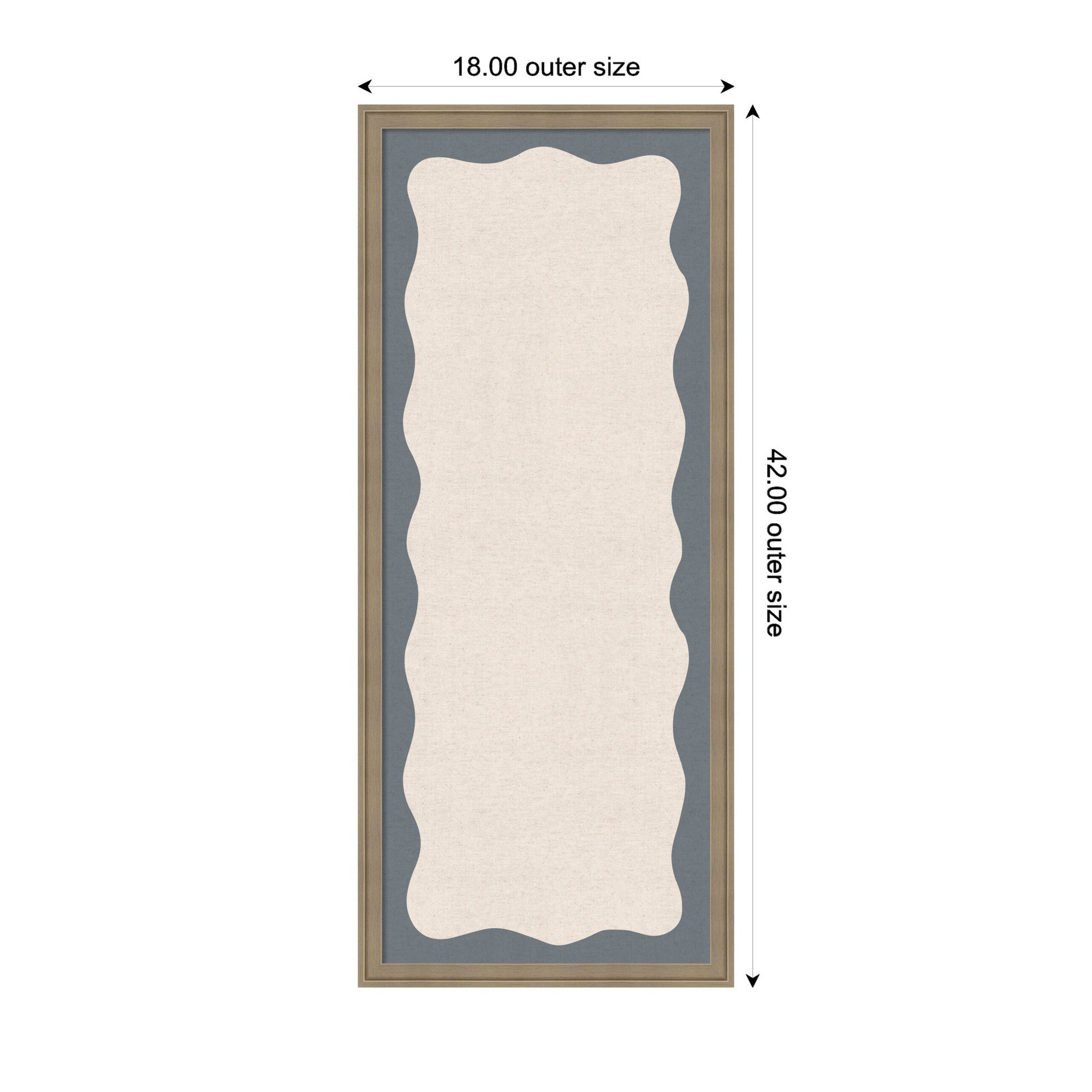 Framed Fabric Pinboard Wavy Linen and Smokey Blue Wall Organization