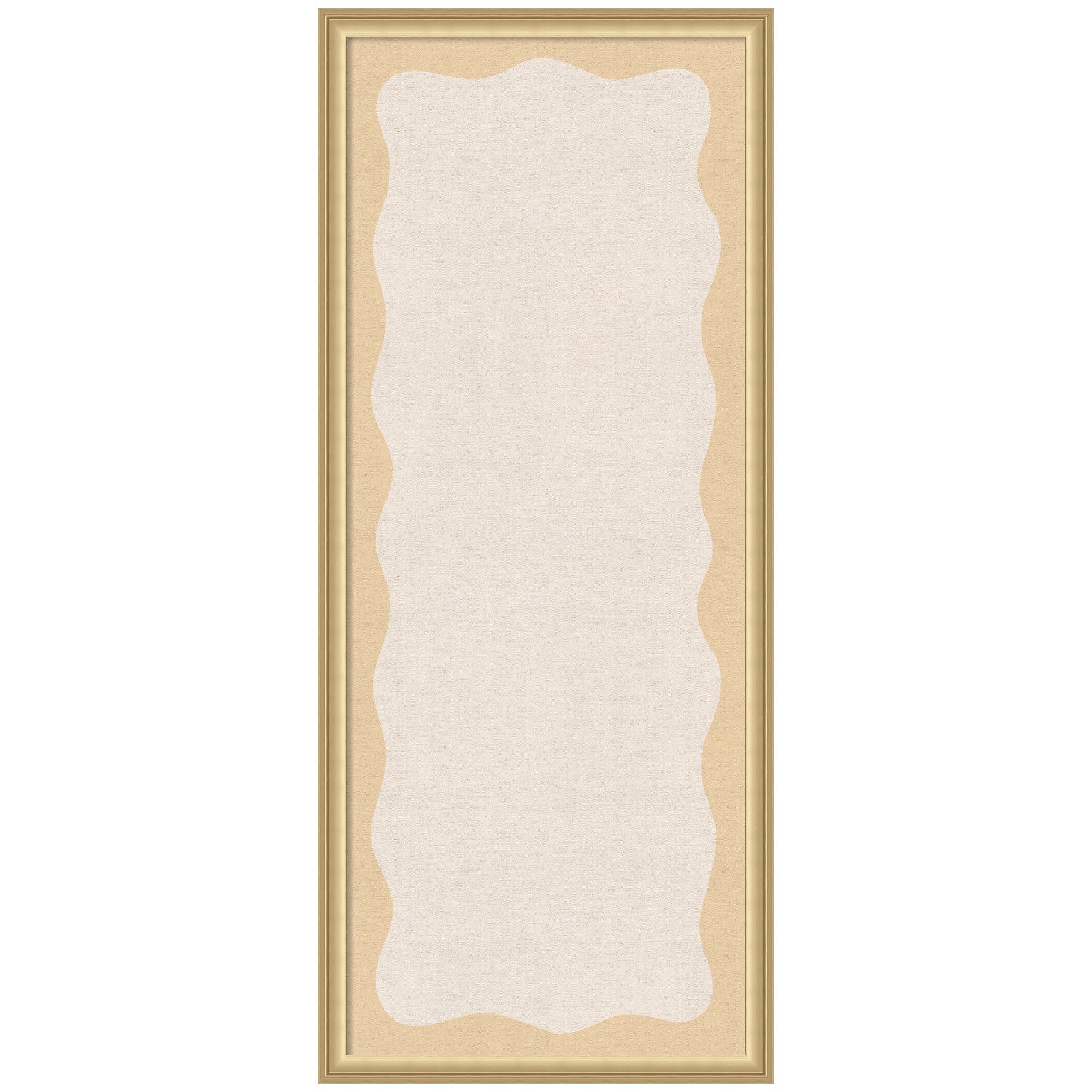 Framed Fabric Pinboard Wavy Neutral Linen and Yellow Wall Organization