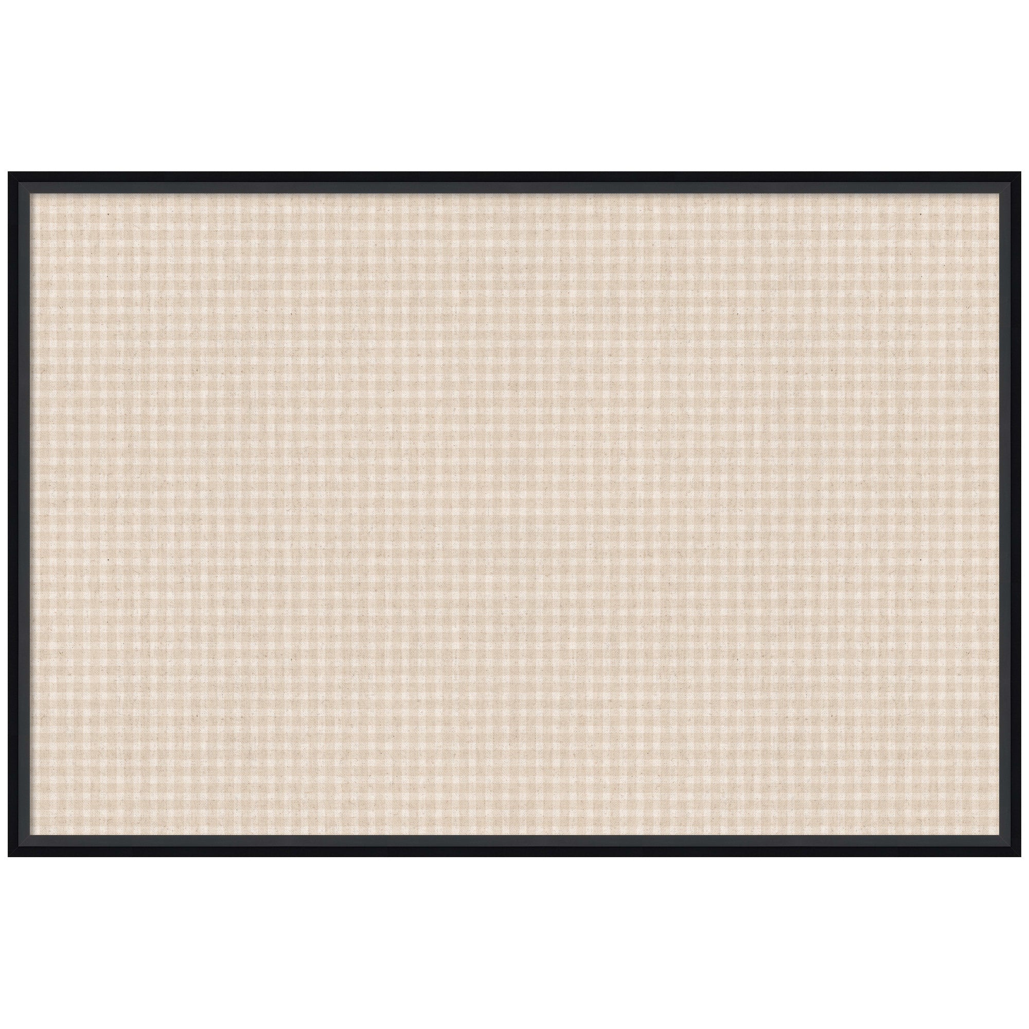 Framed Fabric Pinboard Mini Gingham Neutral Linen Wall Organization