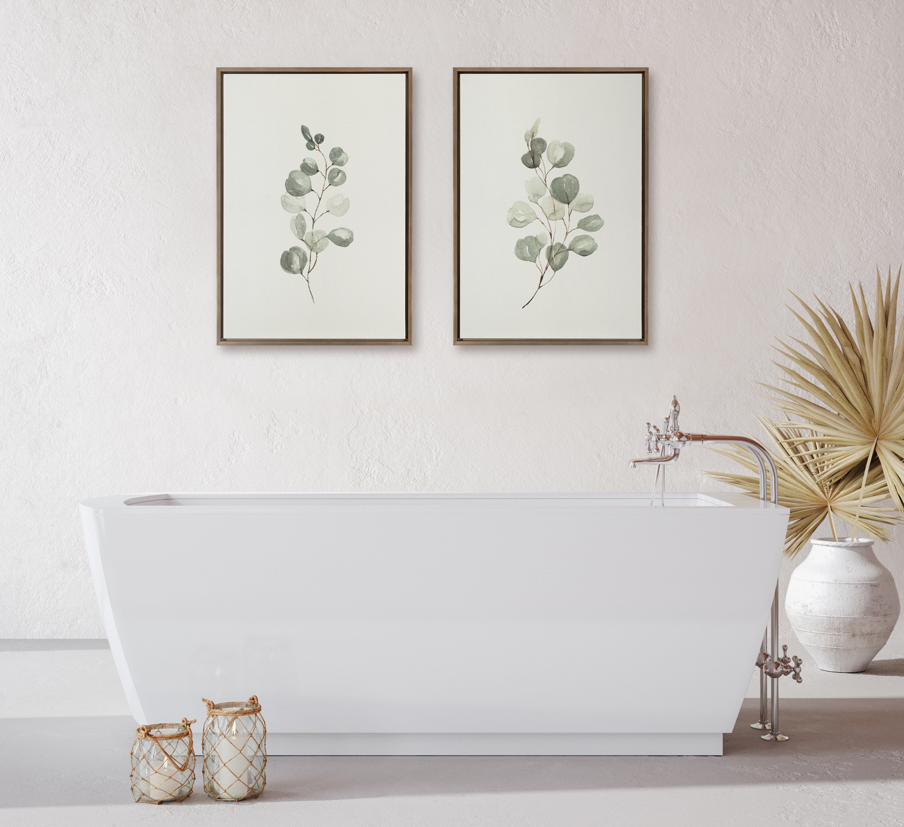 Sylvie Eucalyptus Framed Canvas Set by Maja Mitrovic of Makes My Day Happy