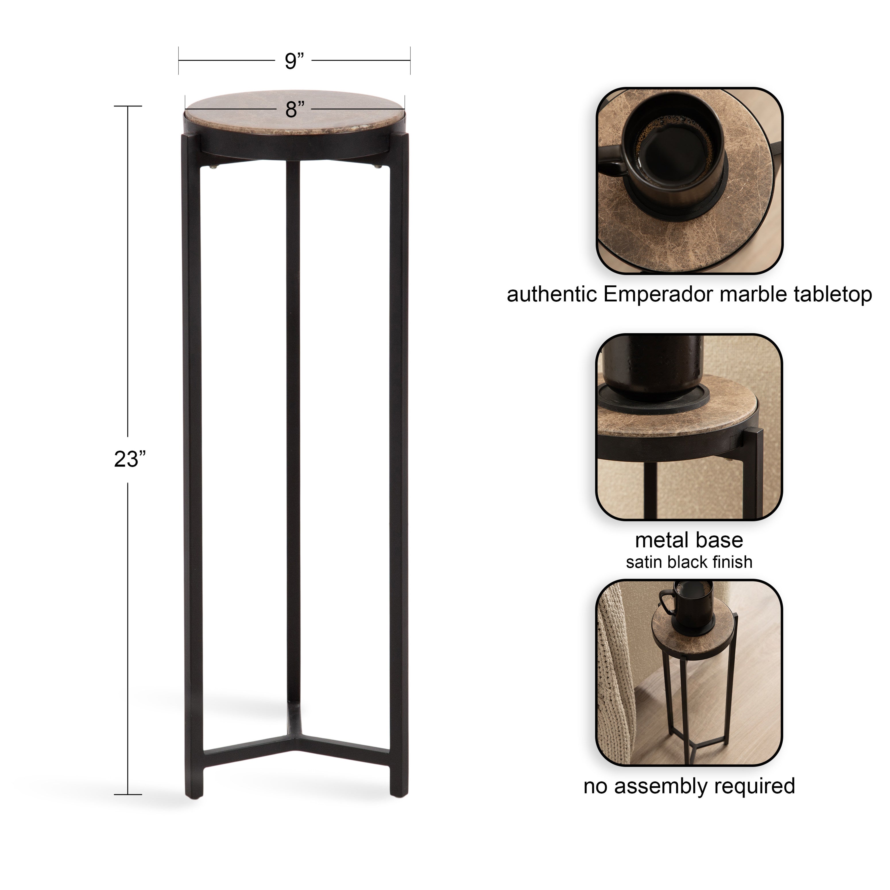 Drink Table Brown Black 9x9x23 2