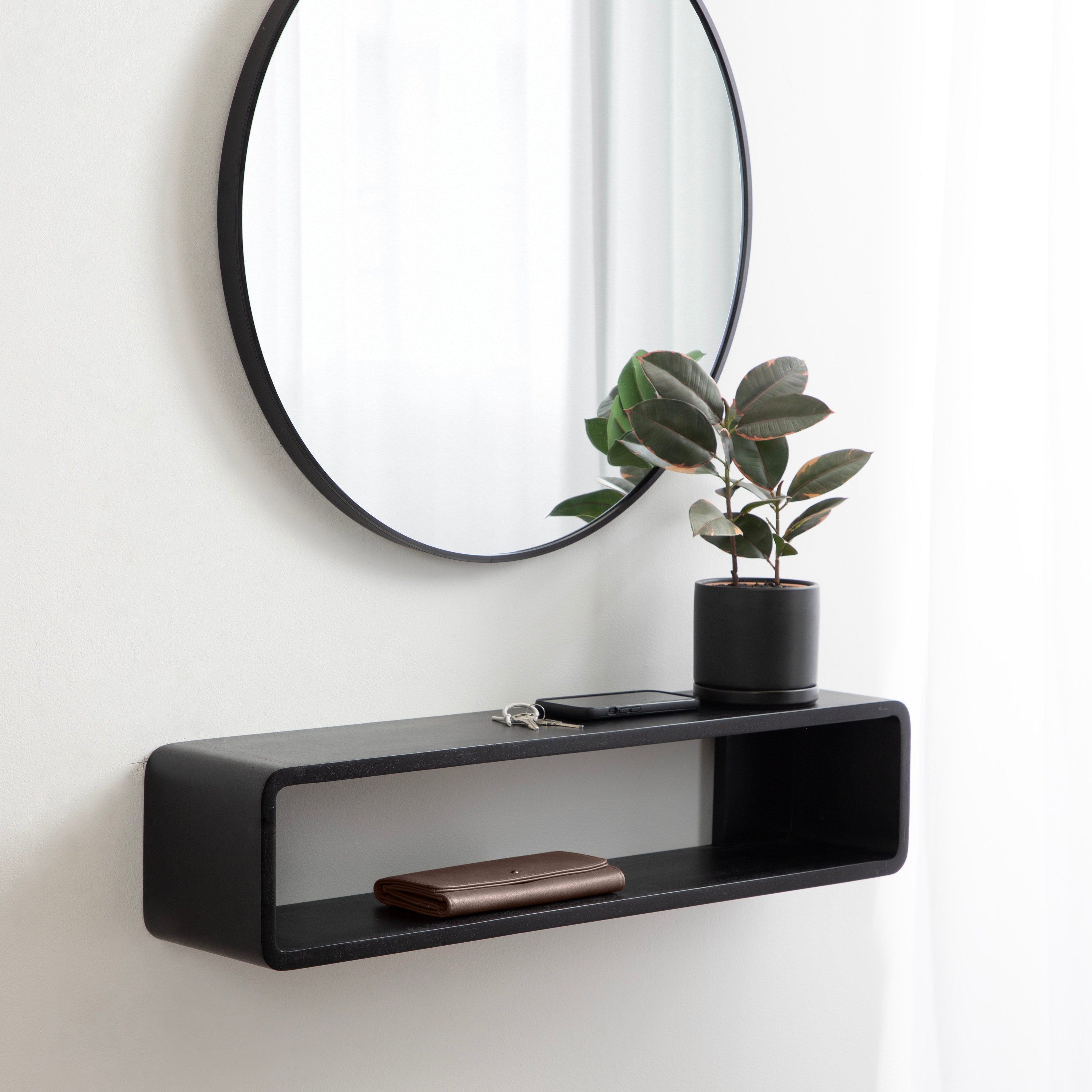 Floating Console Table Black 30x7x7 6