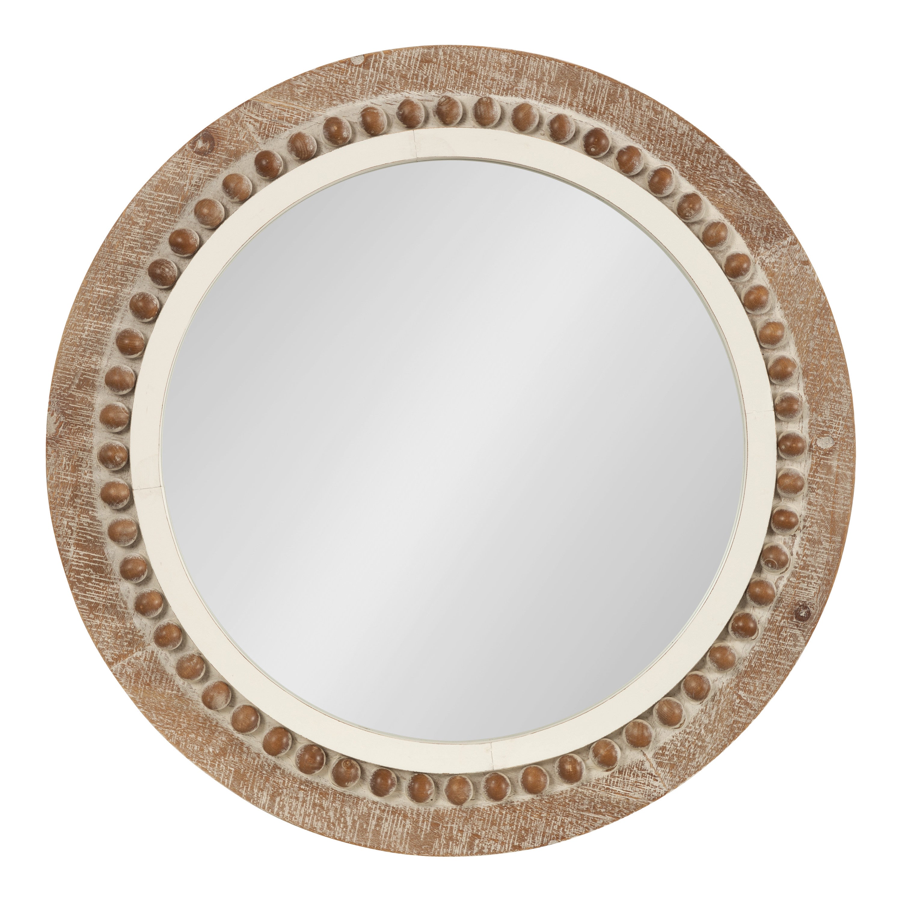 Round Mirror Rustic Brown White 28" Diameter 2
