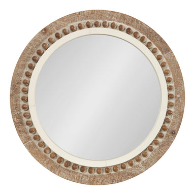 Round Mirror Rustic Brown White 28" Diameter 2