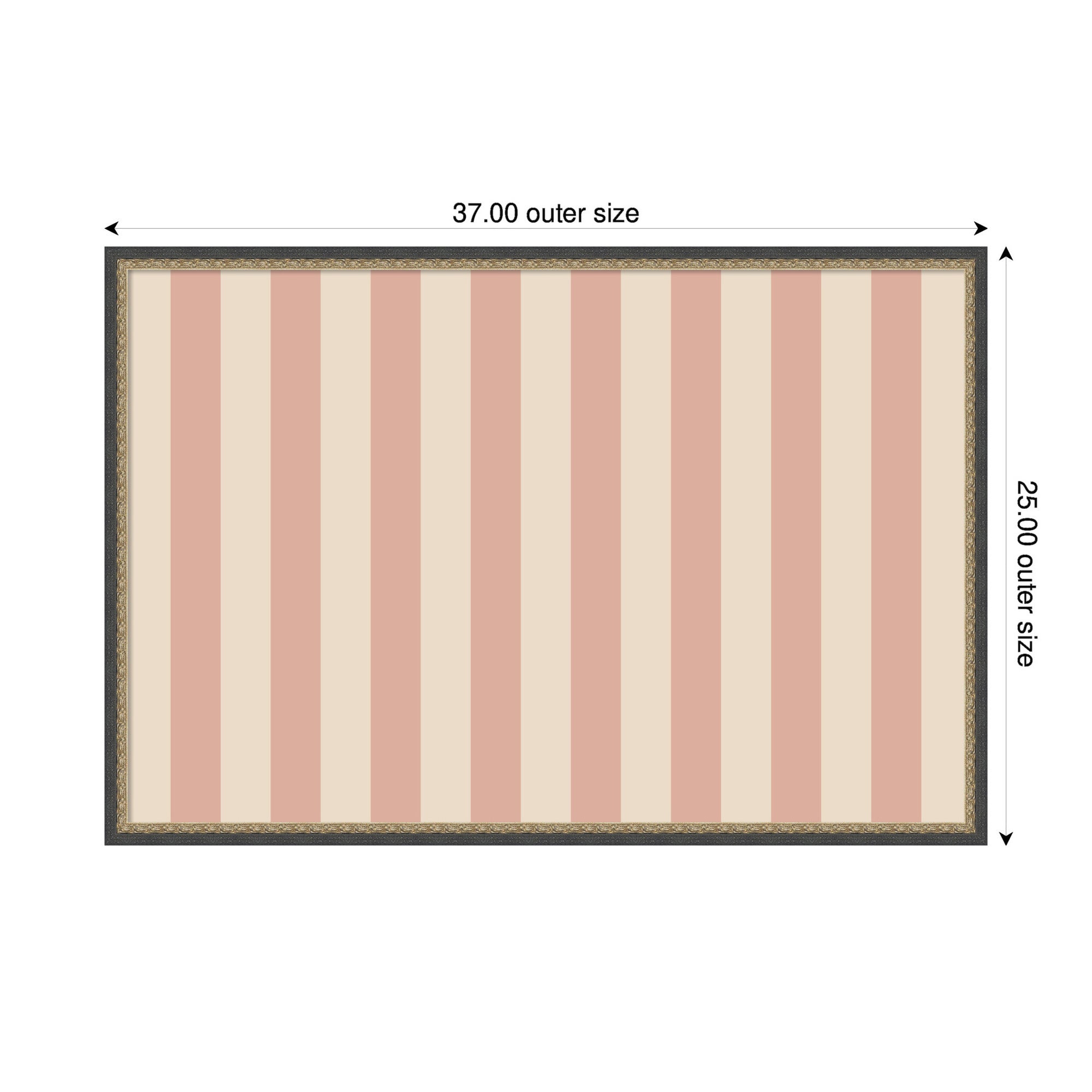 Framed Fabric Pinboard Wide Stripes Pink Wall Organization