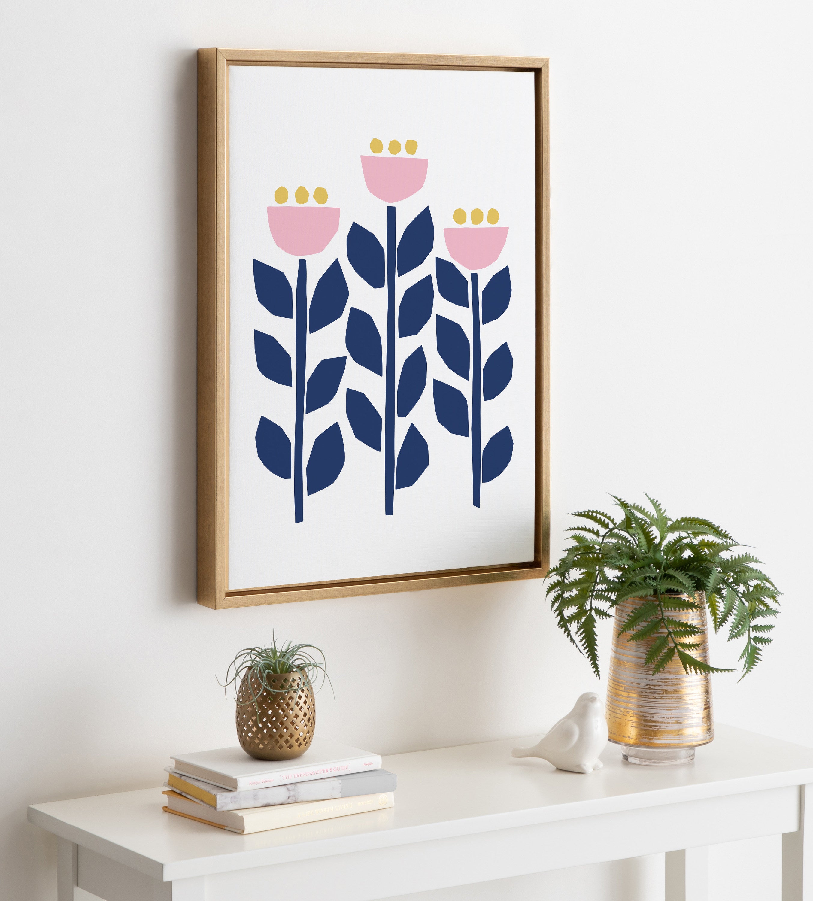 Sylvie Nordic Flowers Framed Canvas by Myriam Van Neste