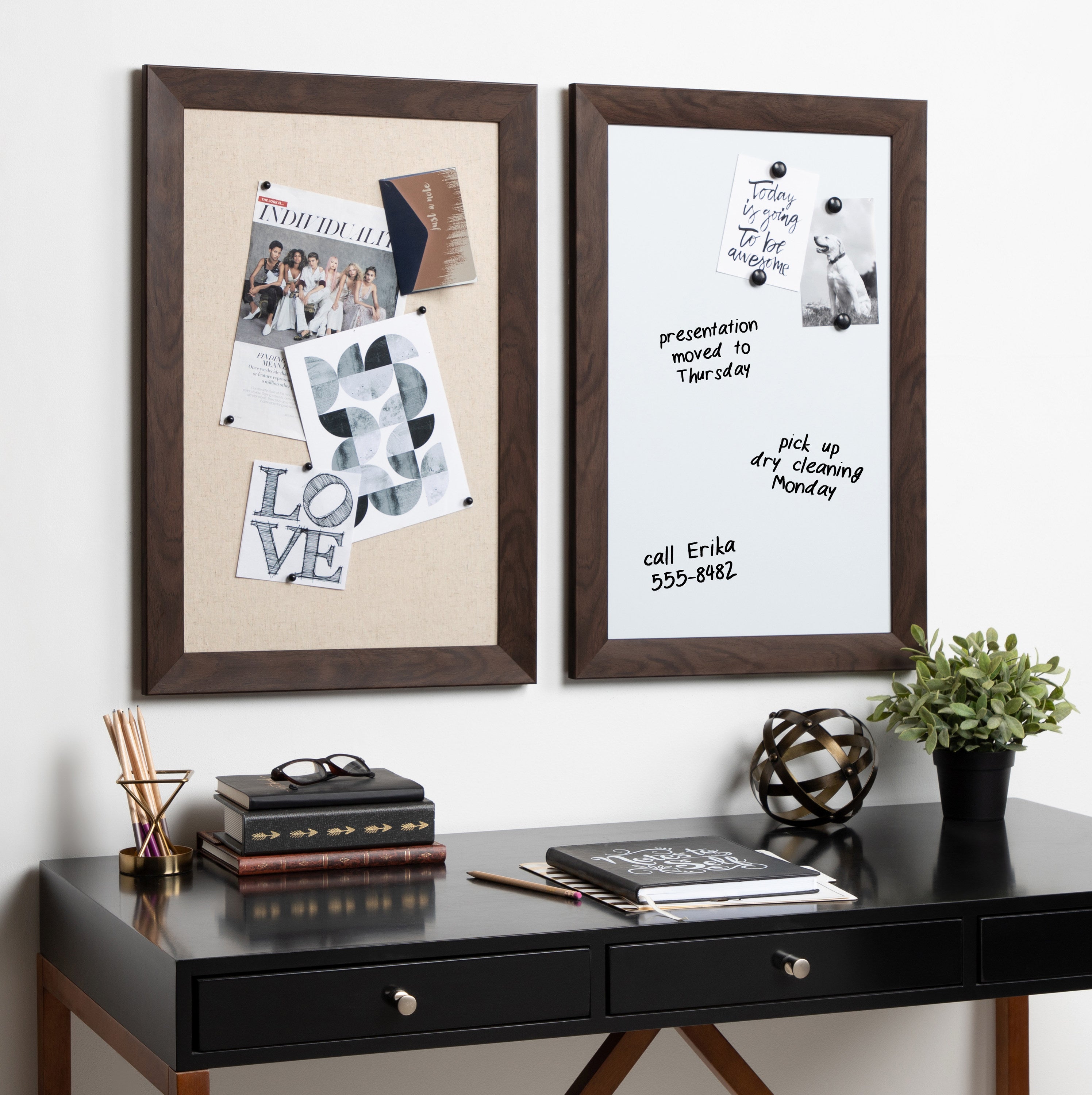 Dry Erase Board Walnut Brown 18x27 5