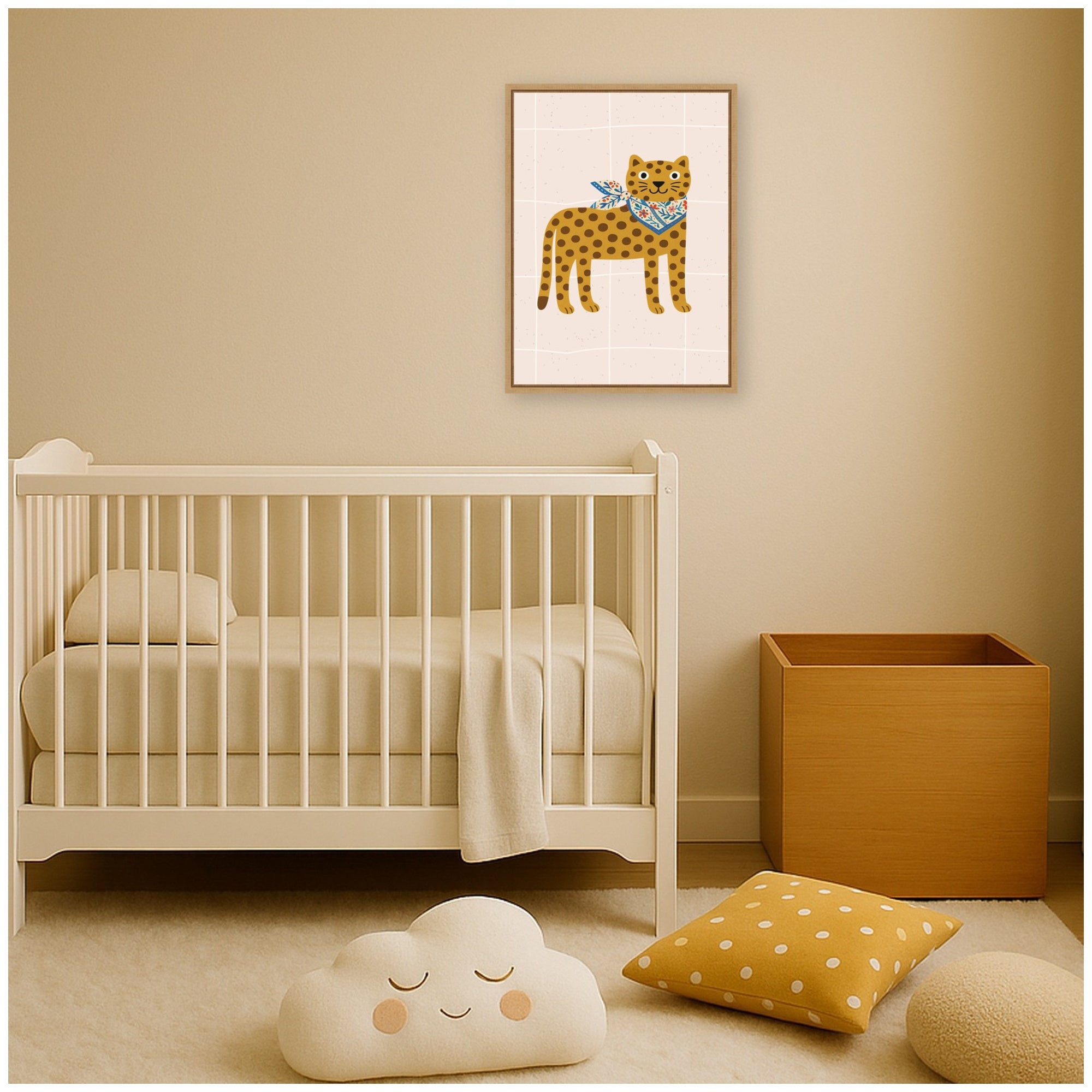Leopard Wearing a Scarf by Laura Moss Framed Canvas Wall Art Print