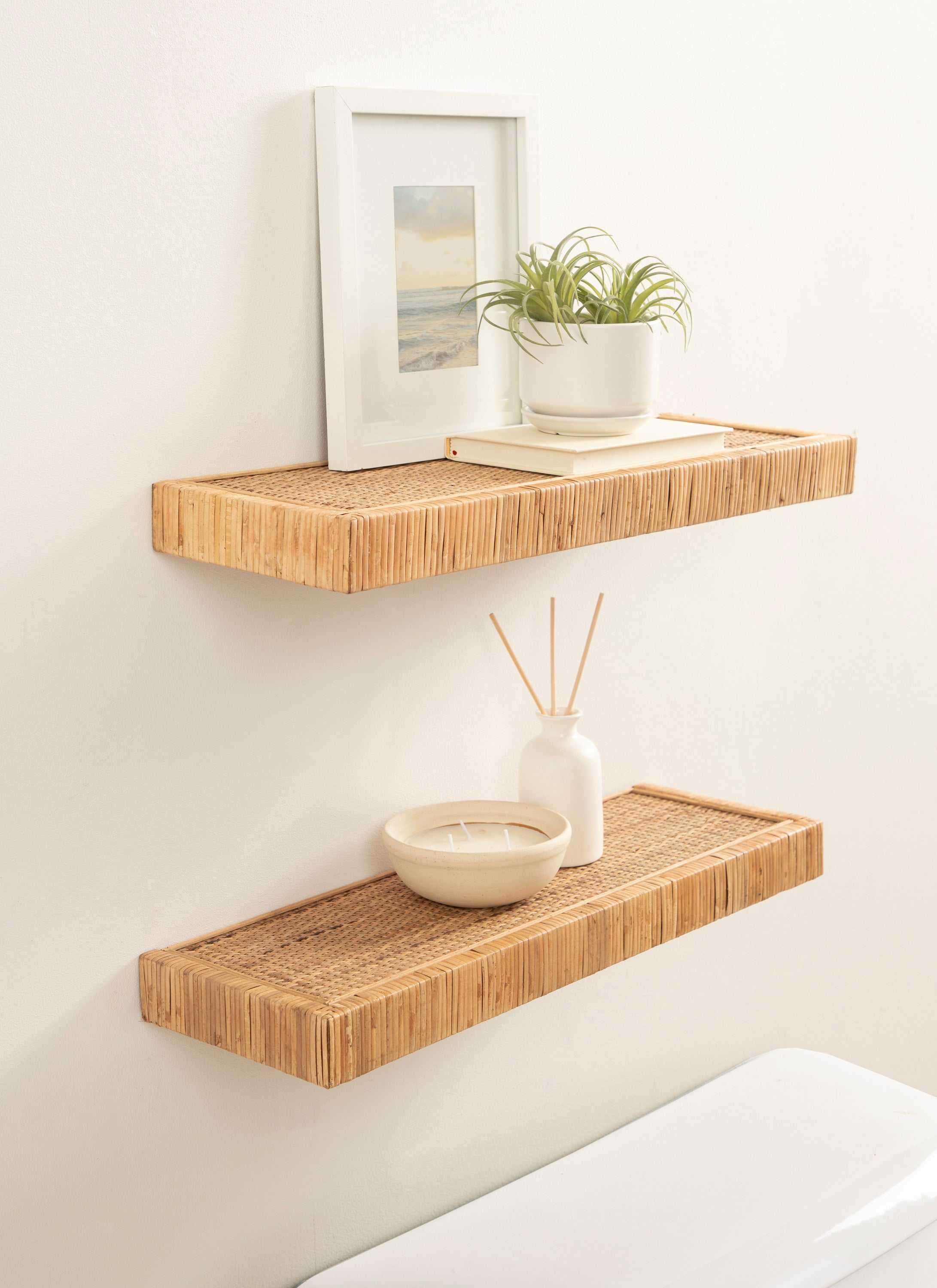 Rahmati 2pc Rattan Floating Shelves