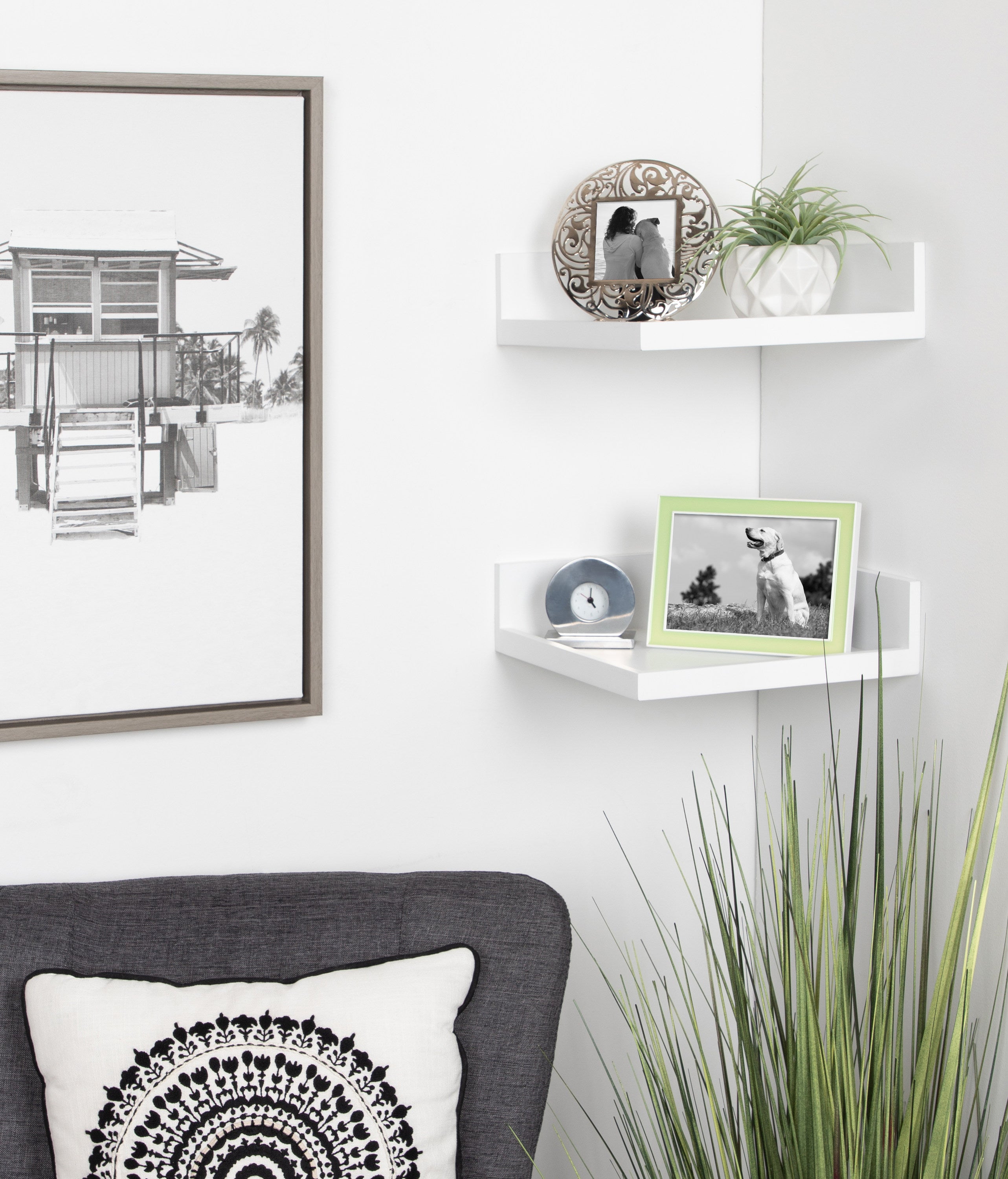 Levie Floating Corner Wood Wall Shelf Set