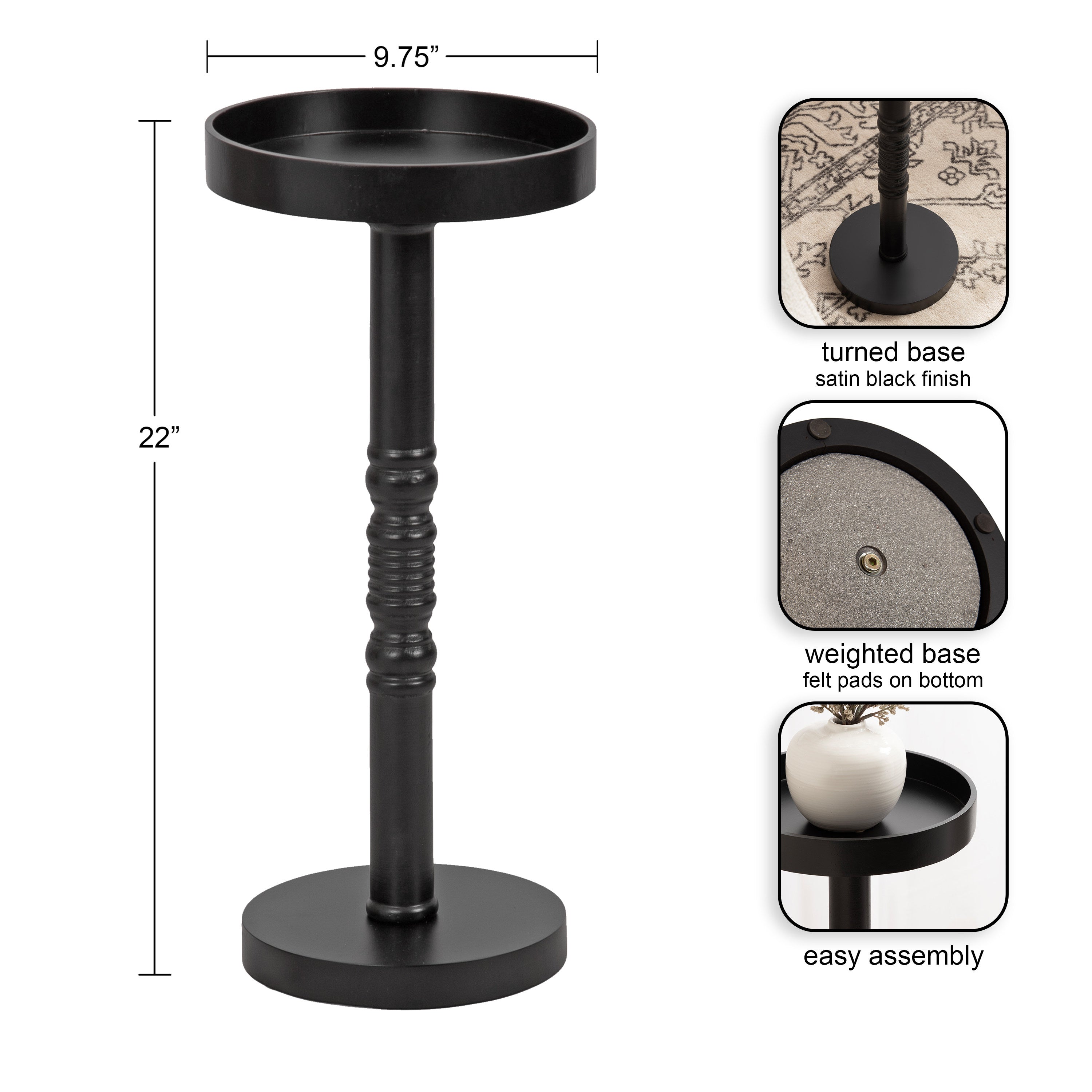Drink Table Black 10x10x22 2