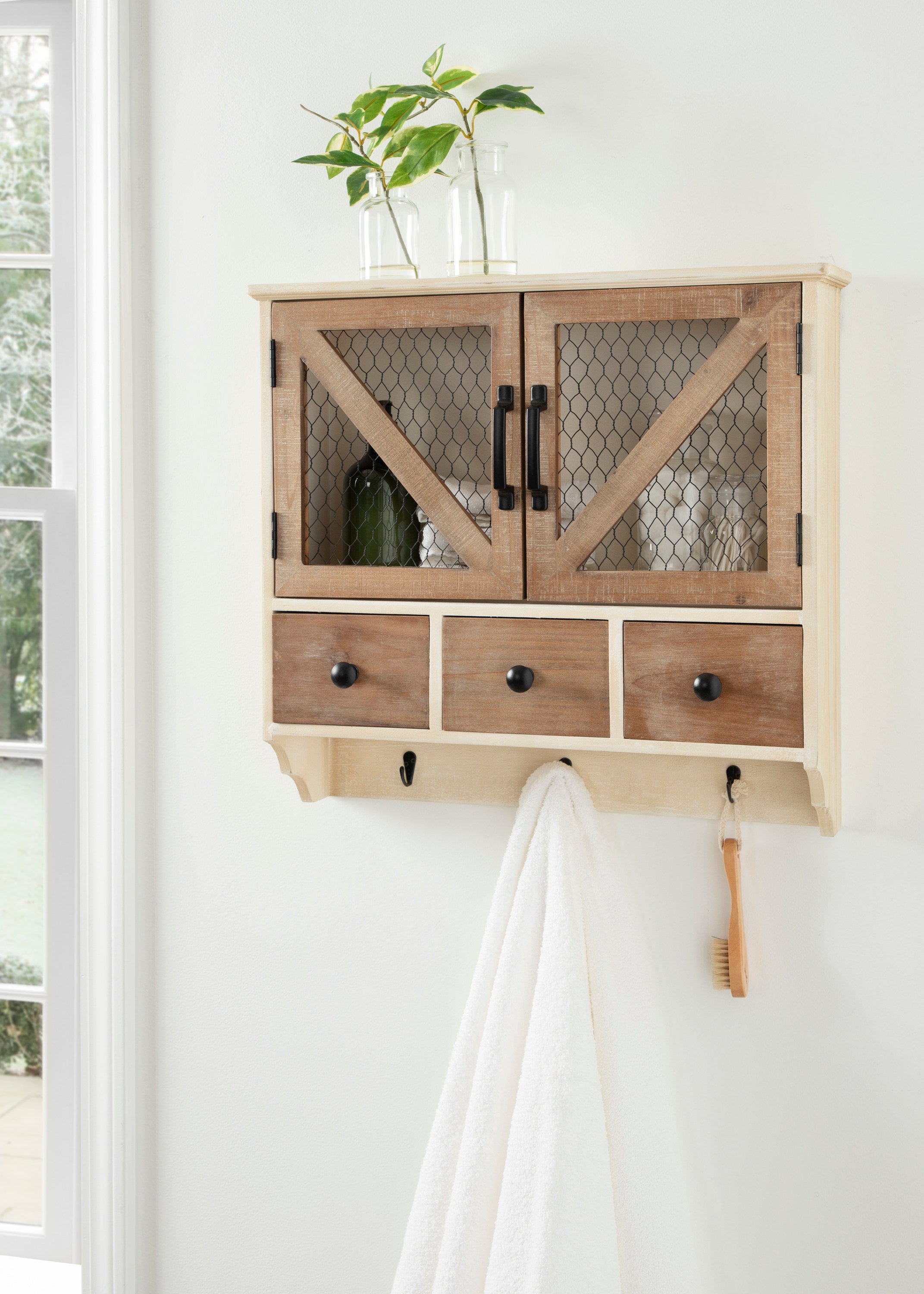 Cabinet Rustic Brown White 21x6x20 7