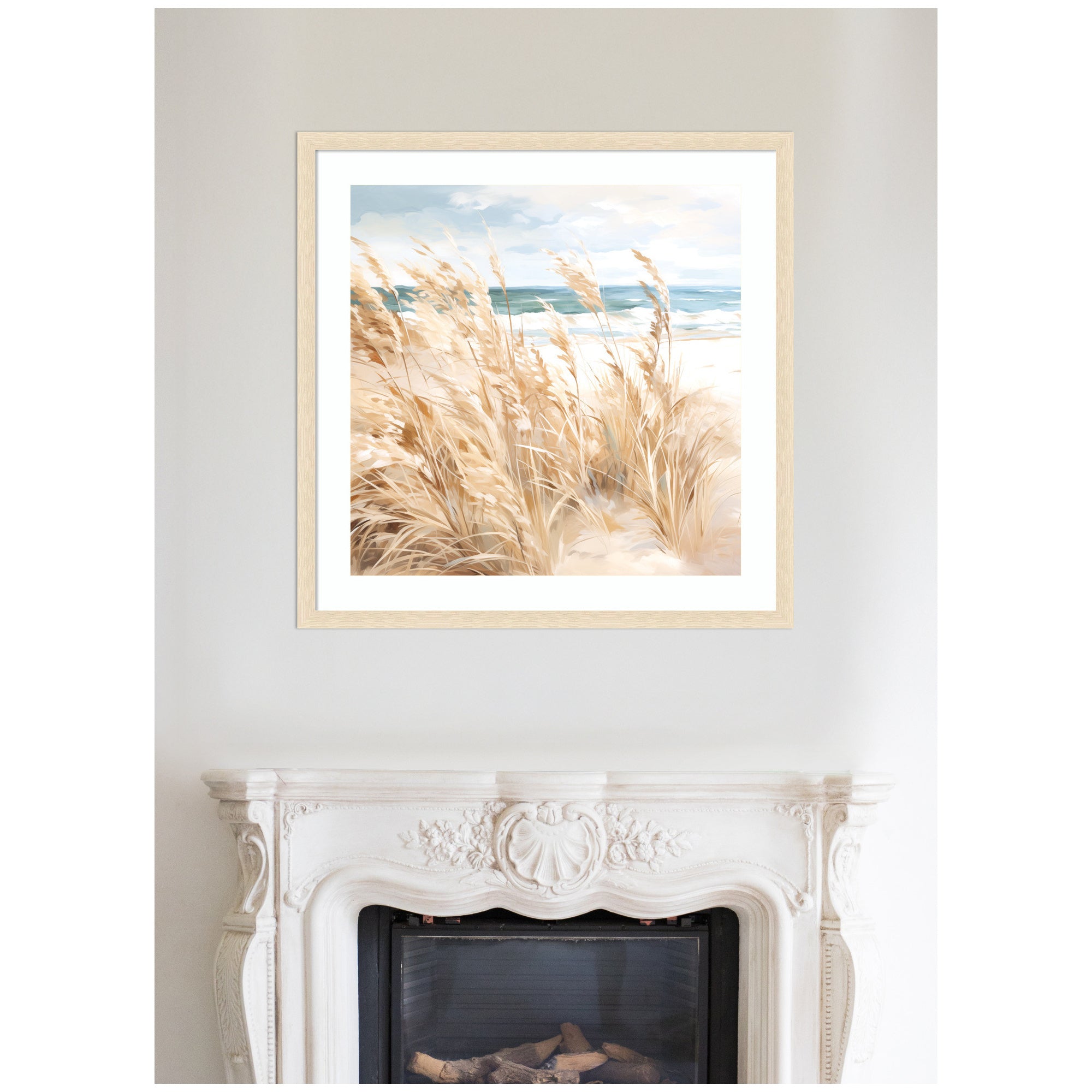 Framed Art 34x34 Woodgrain Stripe Blonde 6