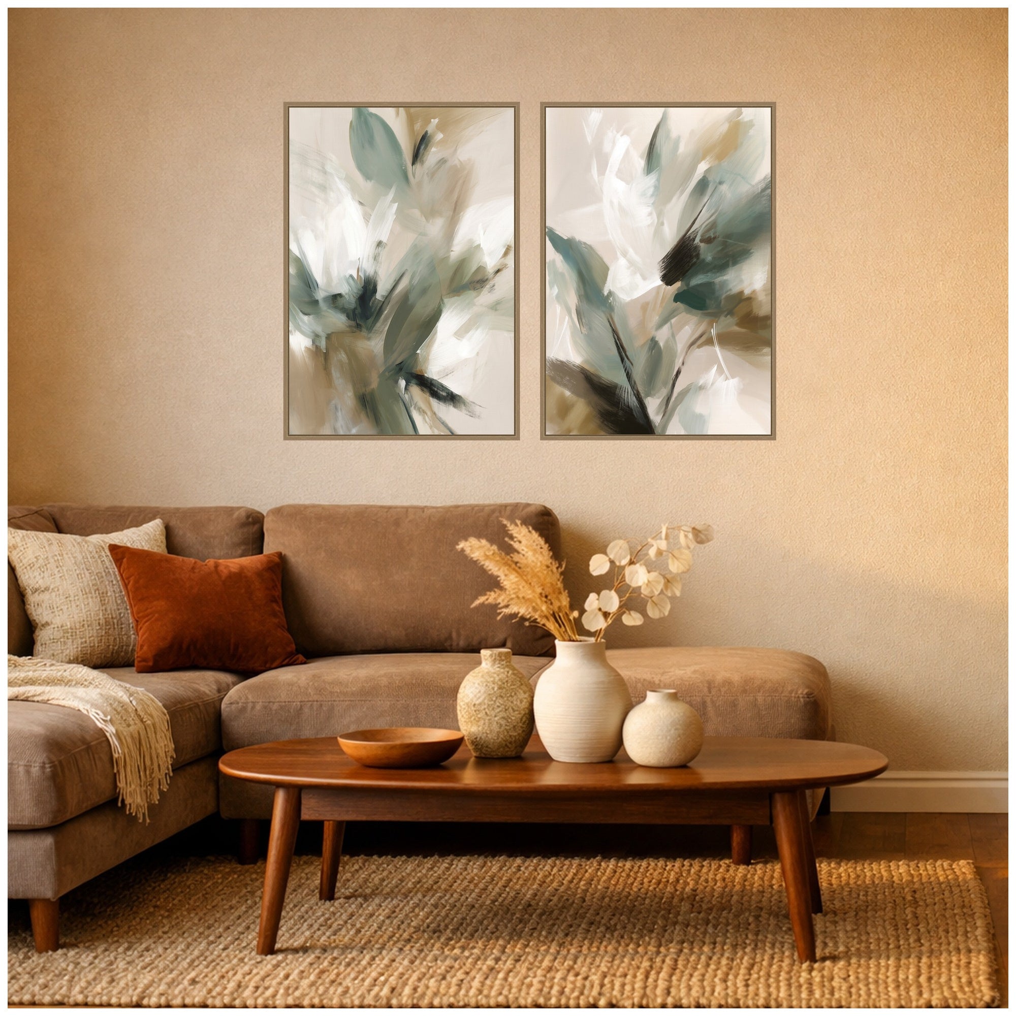 Framed Canvas Sylvie Dark Gold 2 Piece Set 23x33 5