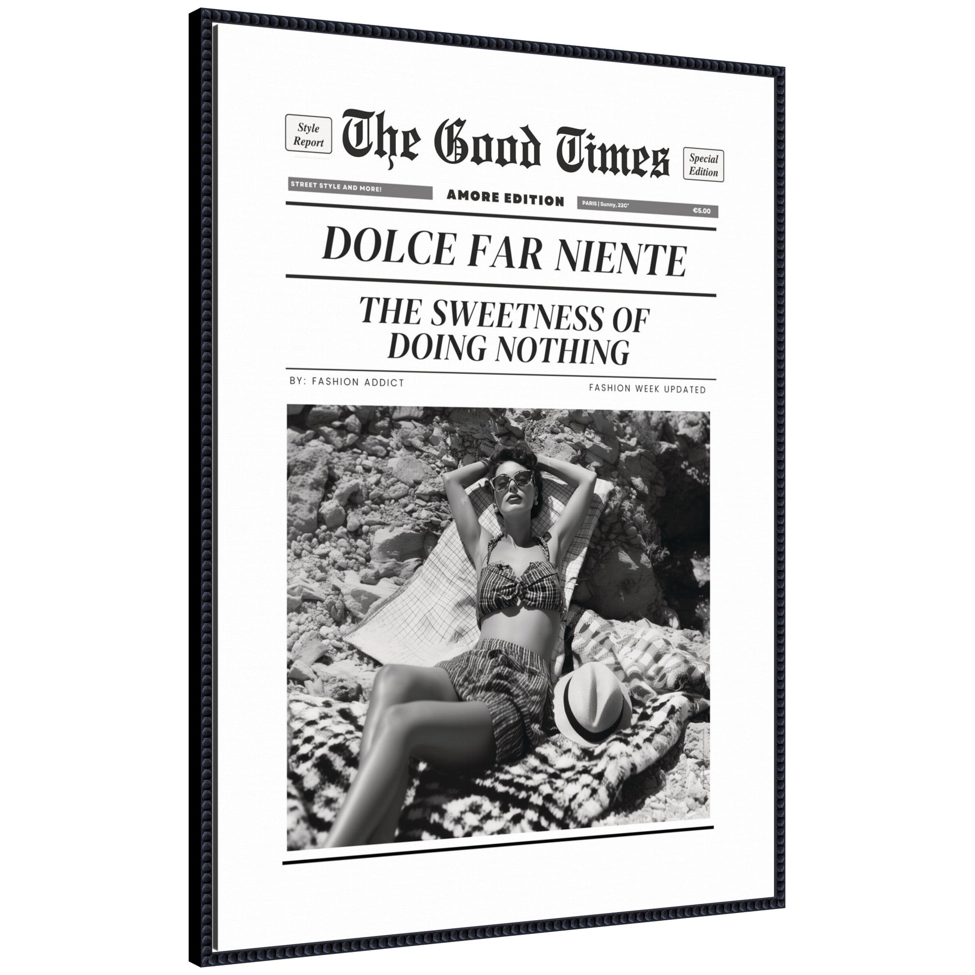 The Good Times Newspaper Dolce Far Niente by Honey Island Studio Framed Canvas Wall Art Print