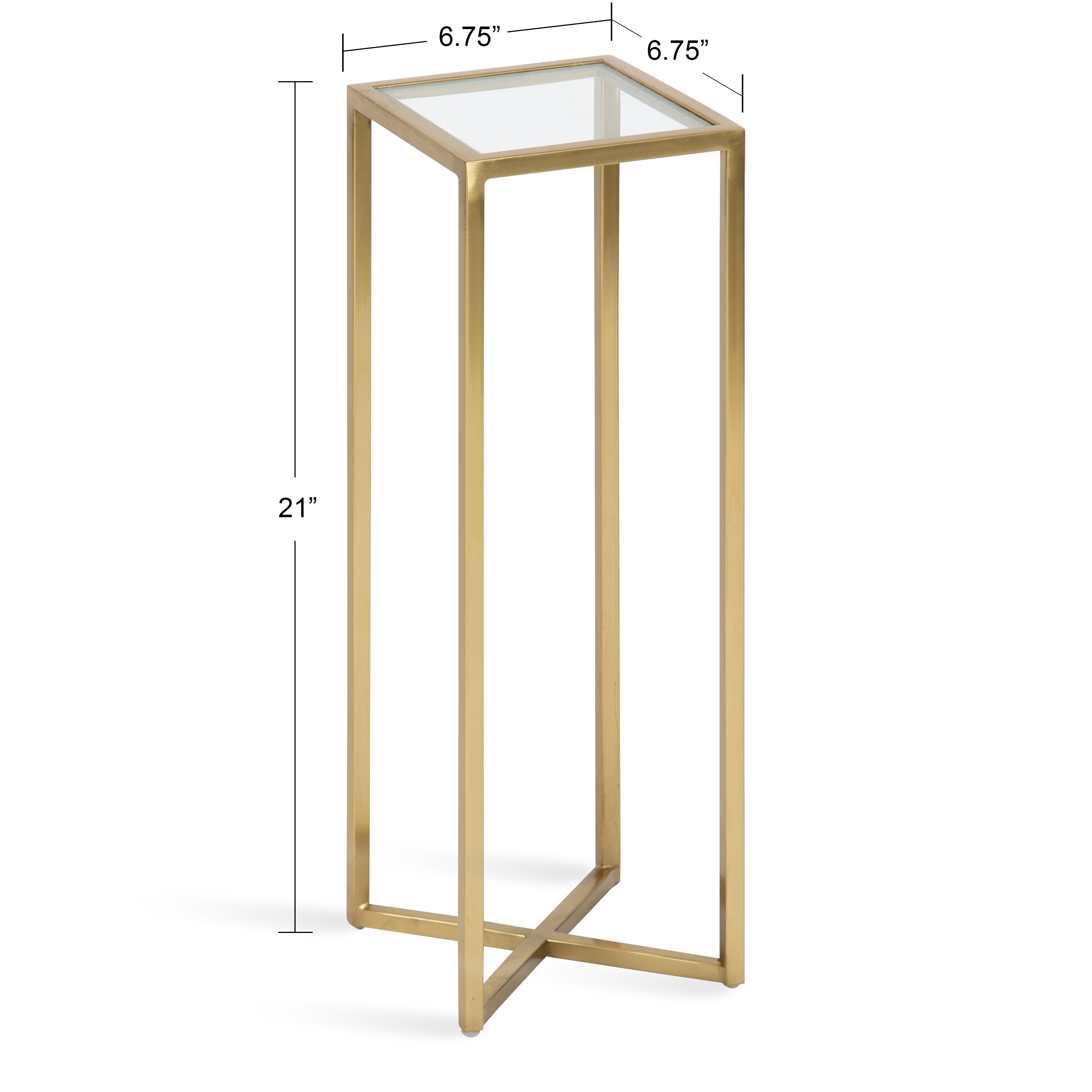 Side Table Clear Gold 7x7x21 2
