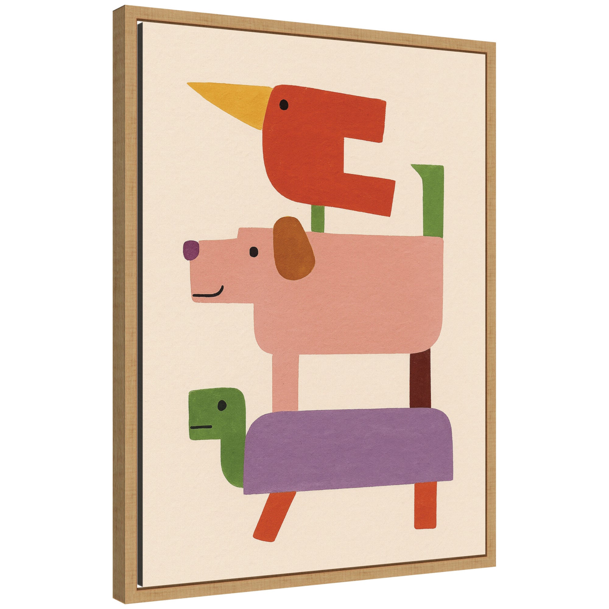 Stacked Animals by Laura Moss Framed Canvas Wall Art Print