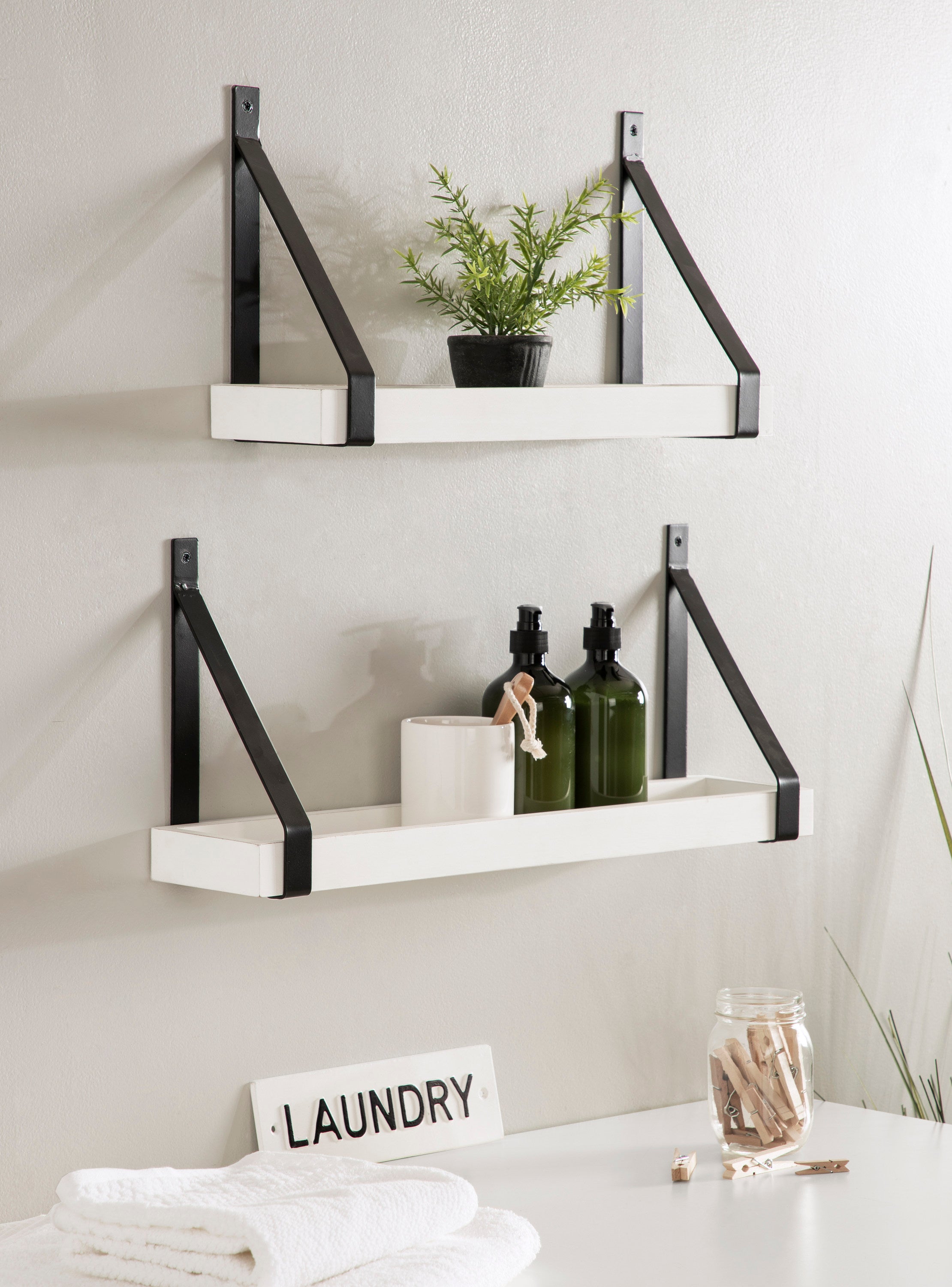 Floating Shelf White Black 2 Piece 7