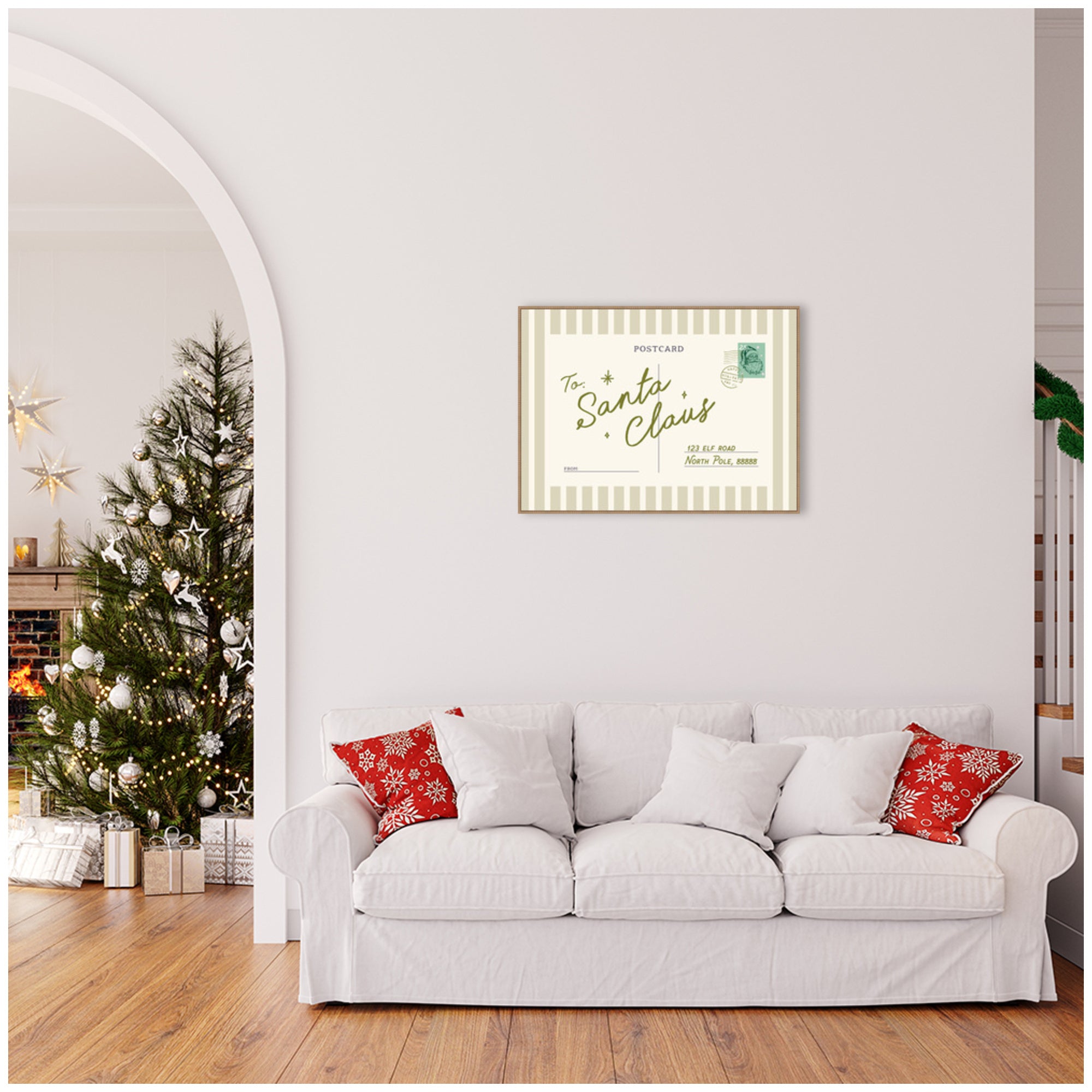Framed Canvas Sylvie Beaded Rustic Natural 38x28 5