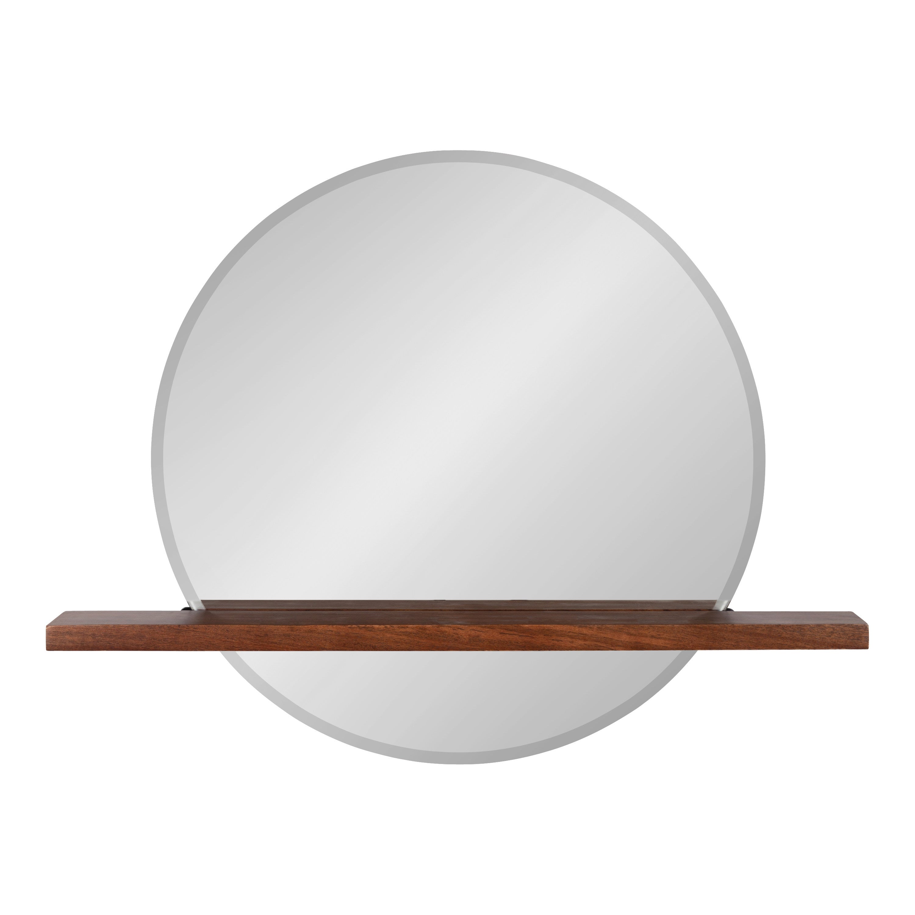 Fosset Round Frameless Mirror with Shelf