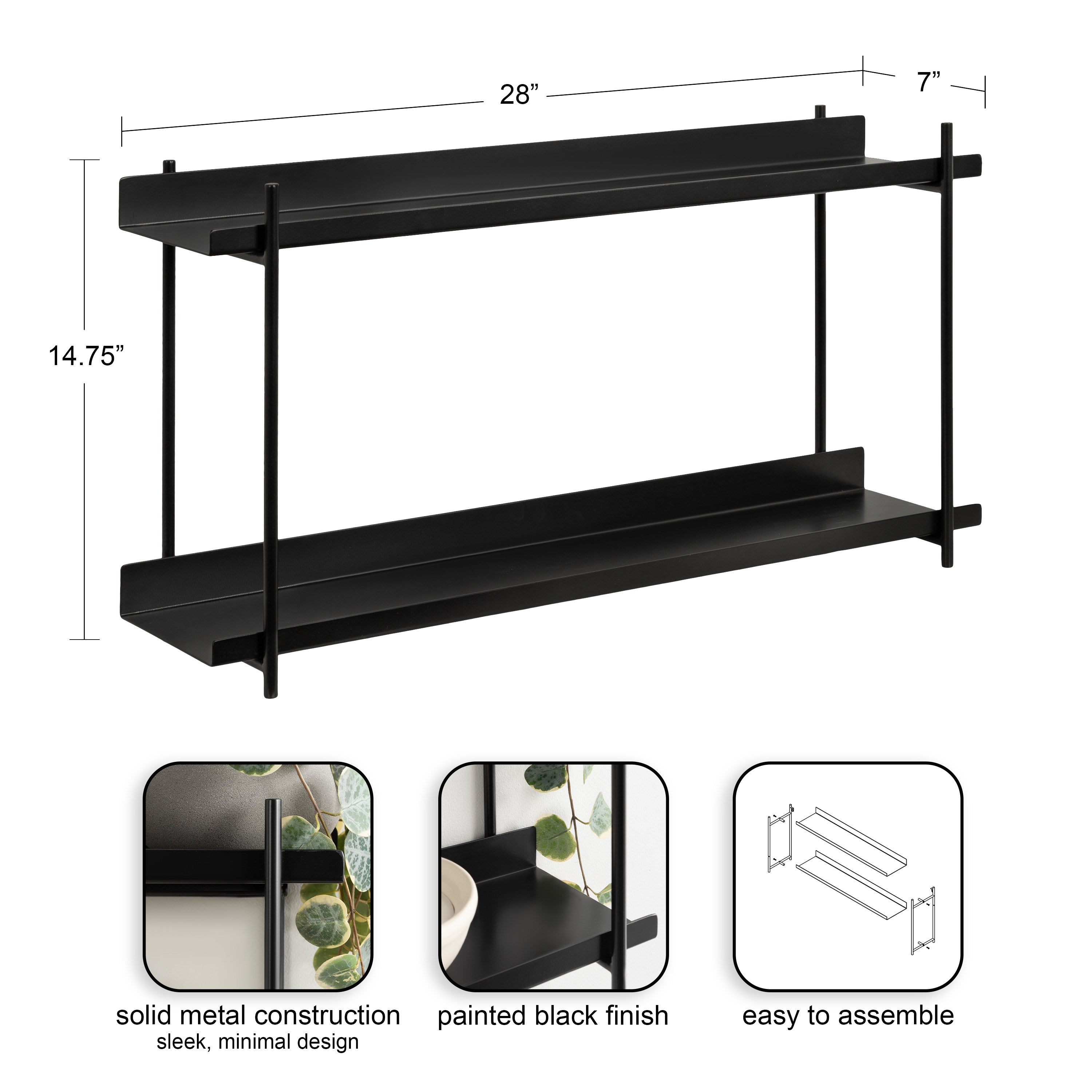 Accent Shelf Black 28x7x15 2