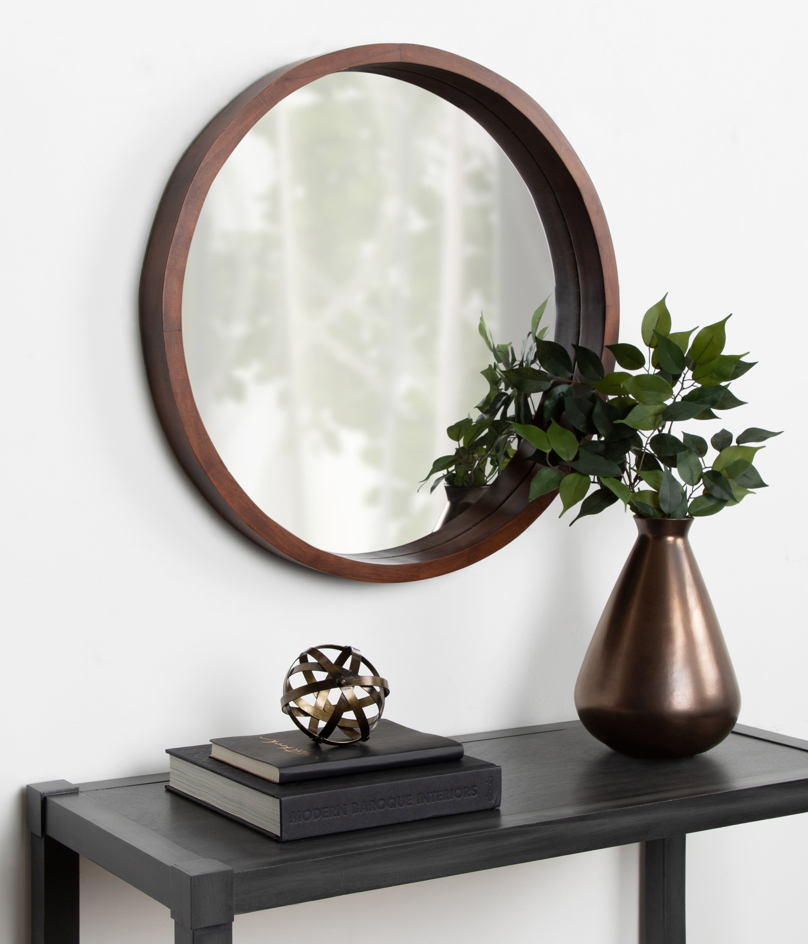 Round Mirror Dark Brown 22" Diameter 5