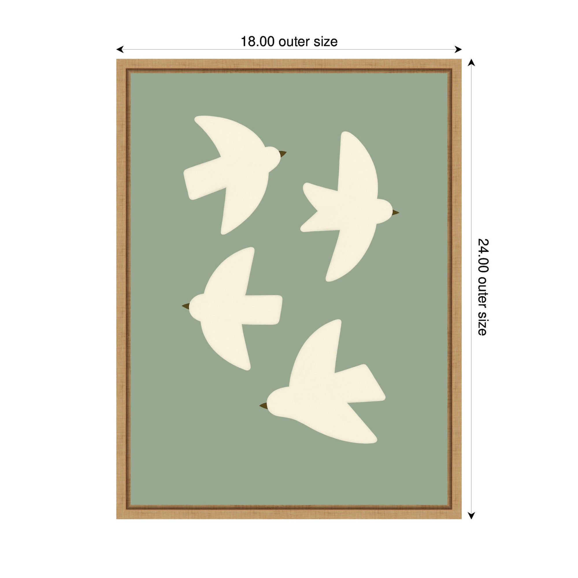 Minimalist Birds Poster 4 Green by Laura Moss Framed Canvas Wall Art Print