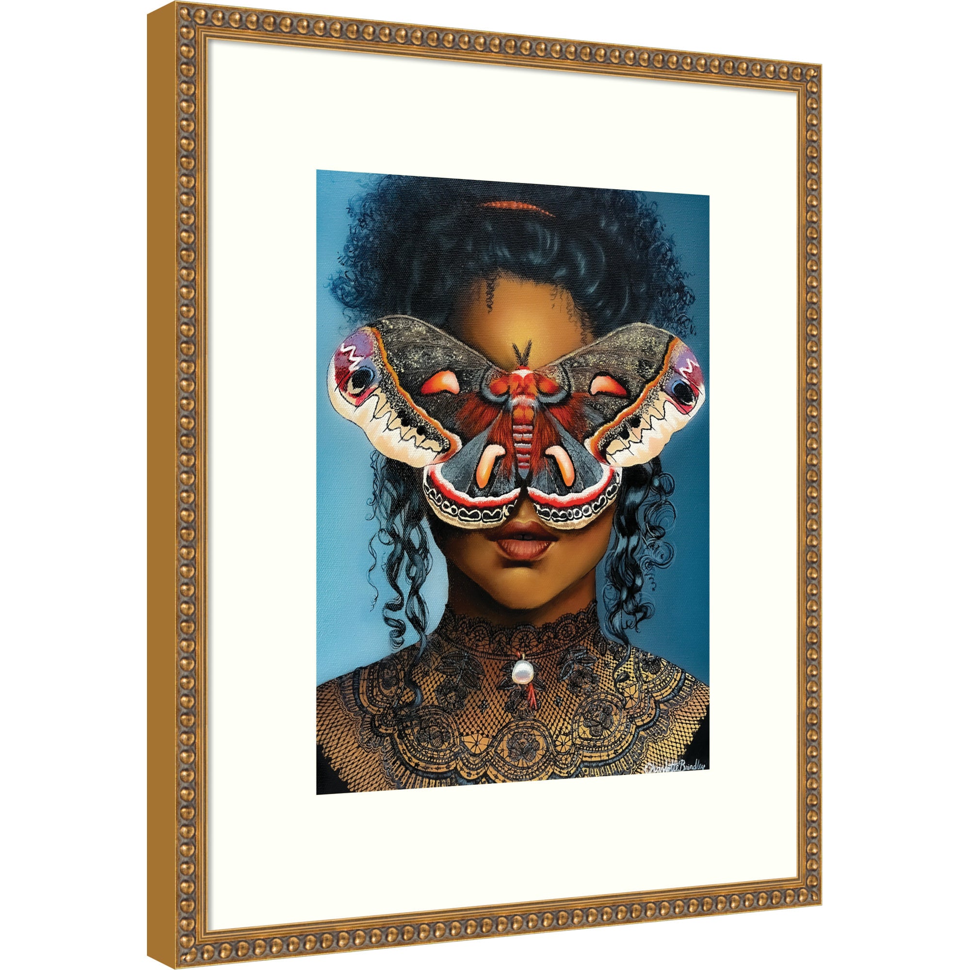 Framed Art 17 x 21 Bradford Bead Gold 1