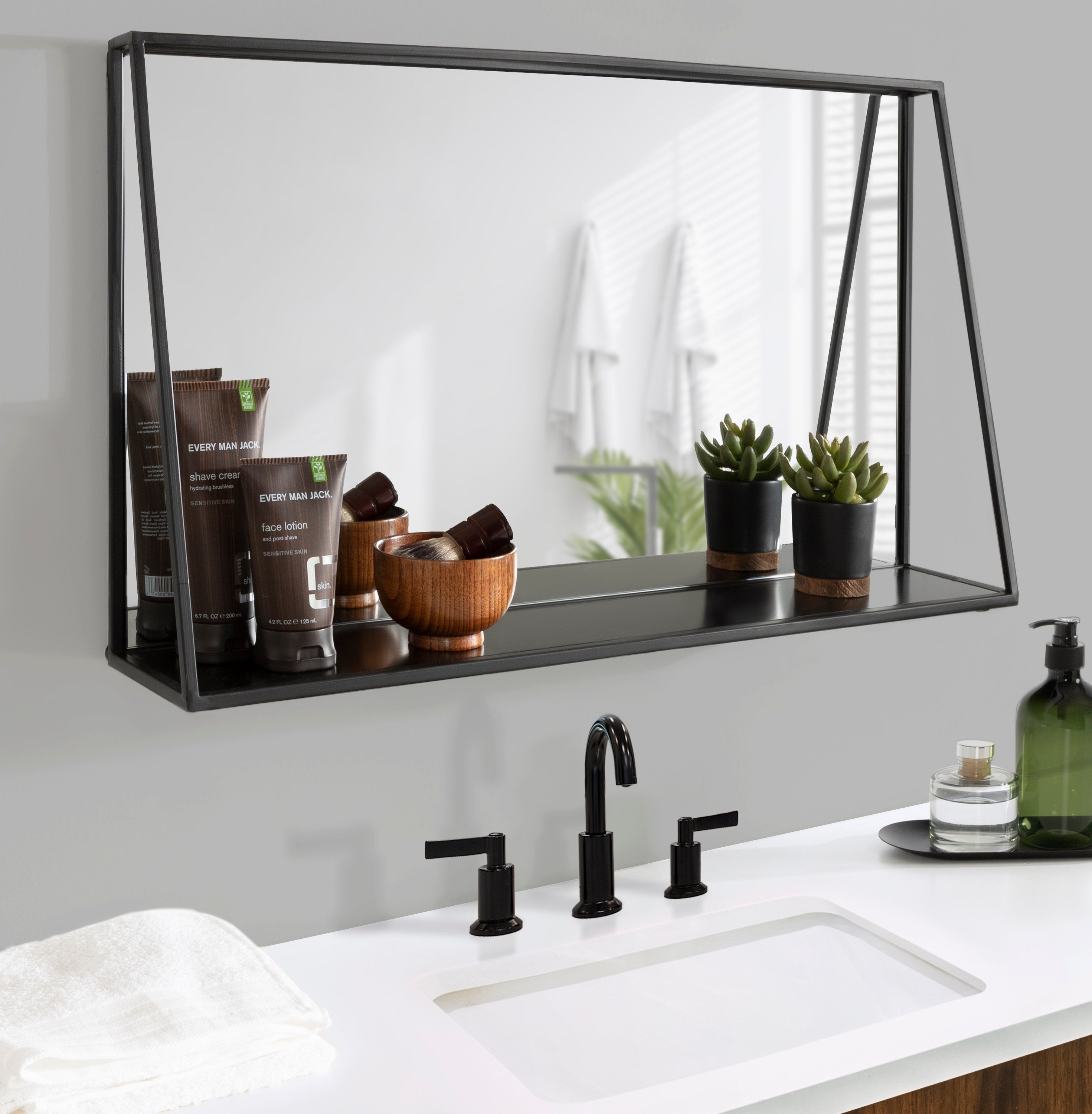 Lintz Metal Framed Mirror with Shelf