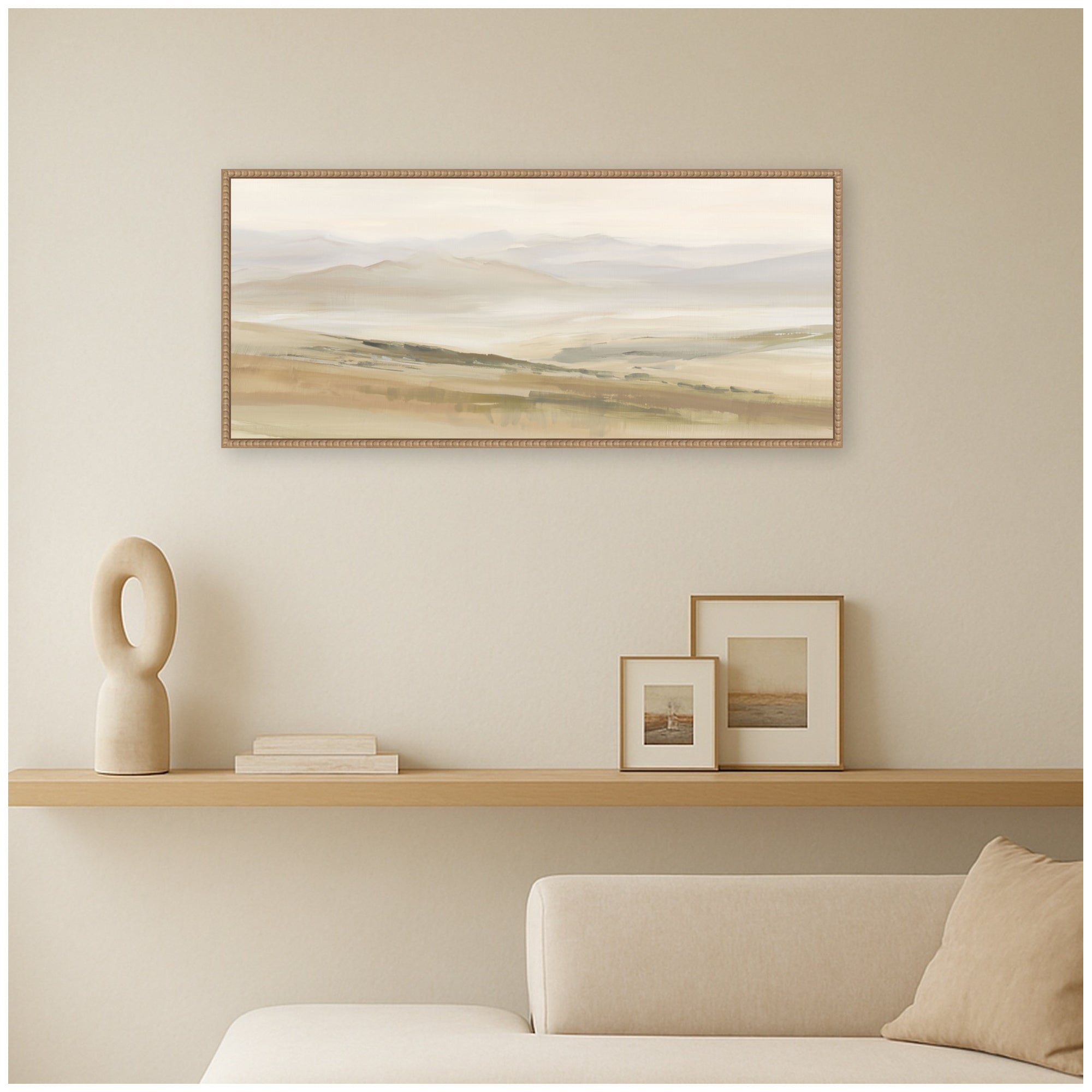 Framed Canvas Sylvie Beaded Rustic Natural 40x18 5