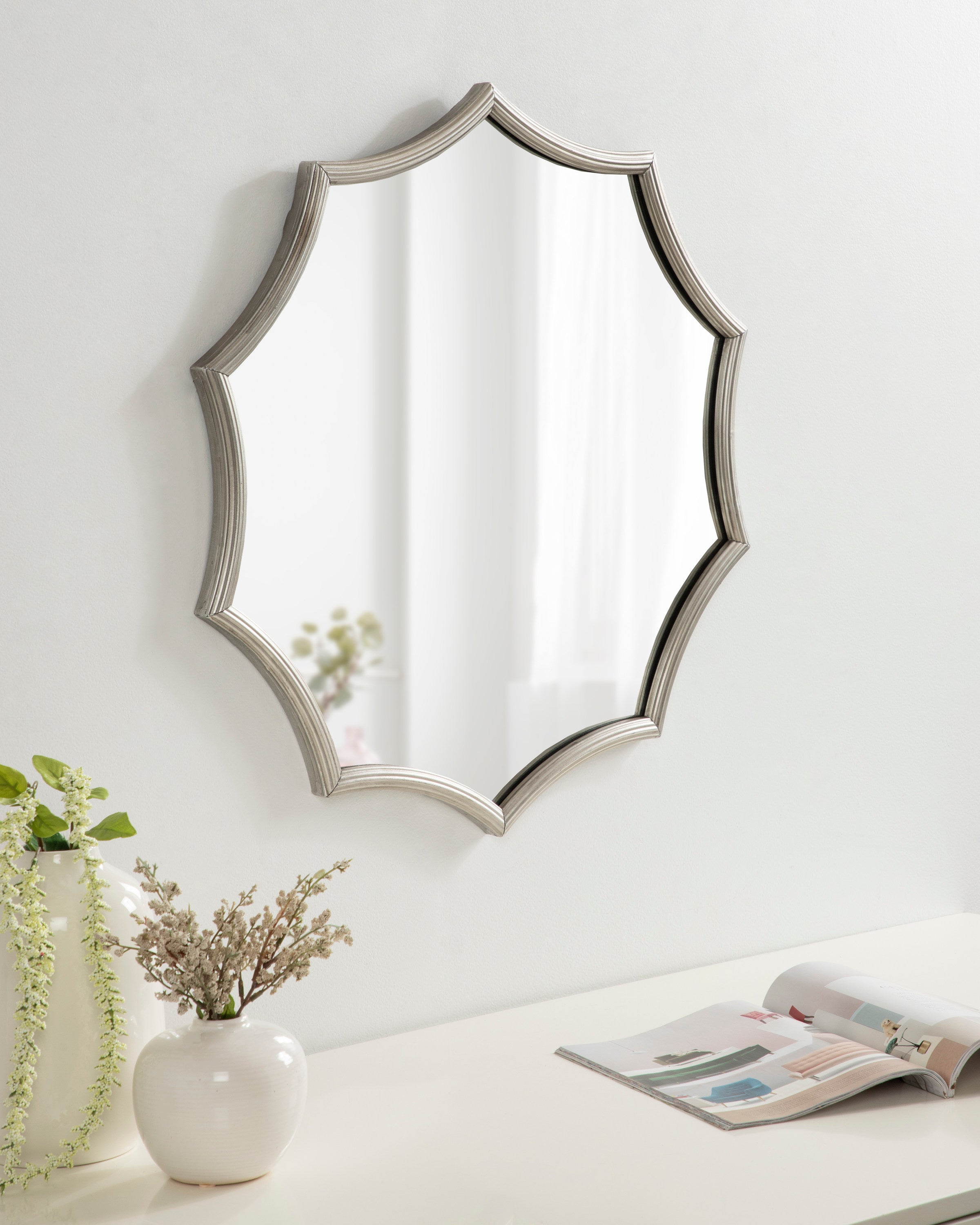 Lalina Scalloped Round Framed Accent Mirror