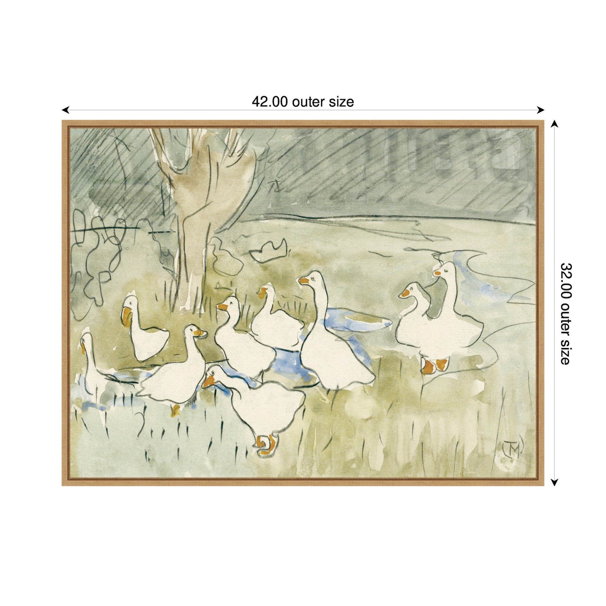 Ducks 1917 Theo van Hoytema by Nostalgia Prints Framed Canvas Wall Art Print