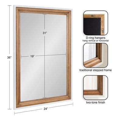 Rectangle Mirror Rustic Brown White 24x36 2