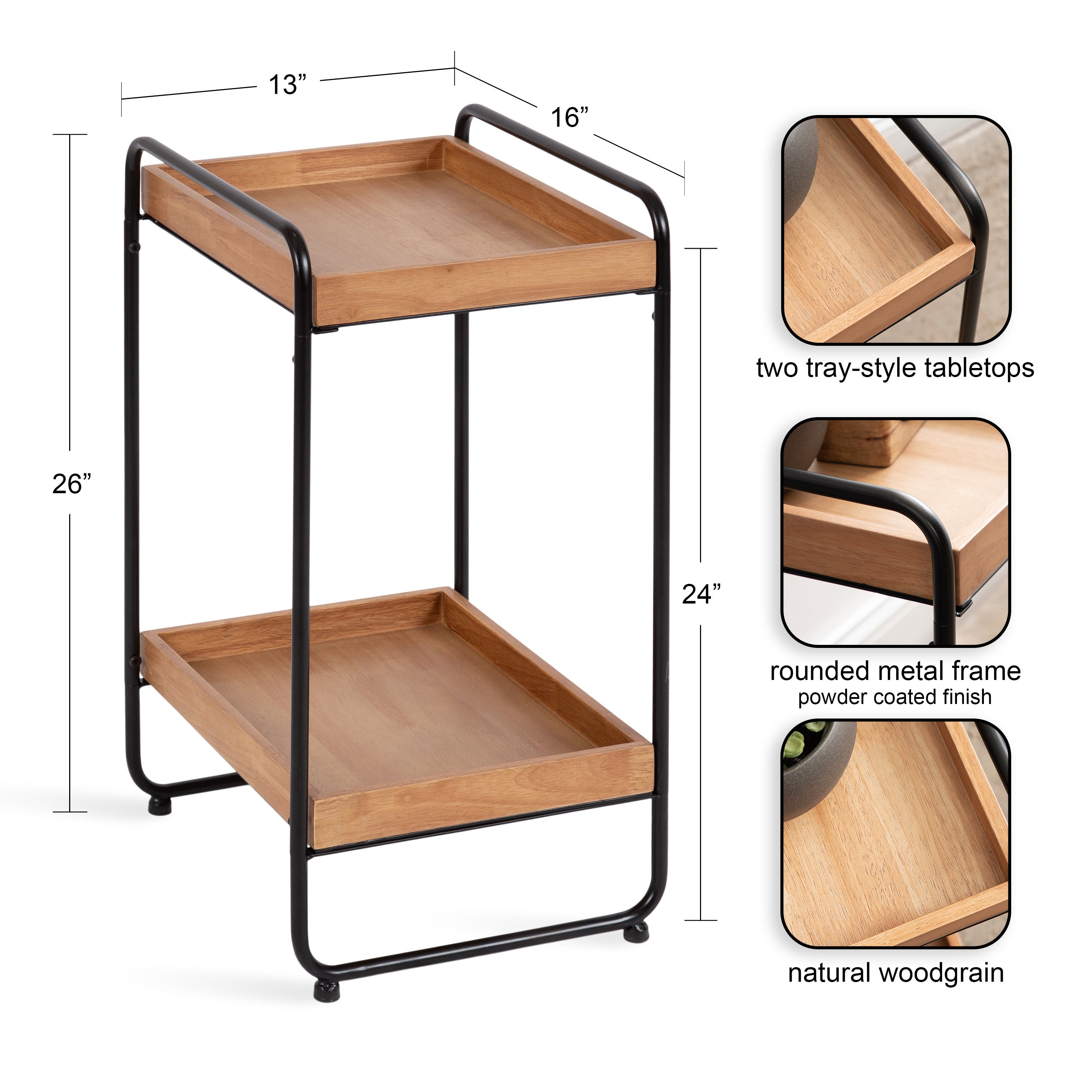 Side Table Natural Black 13x16x26 2