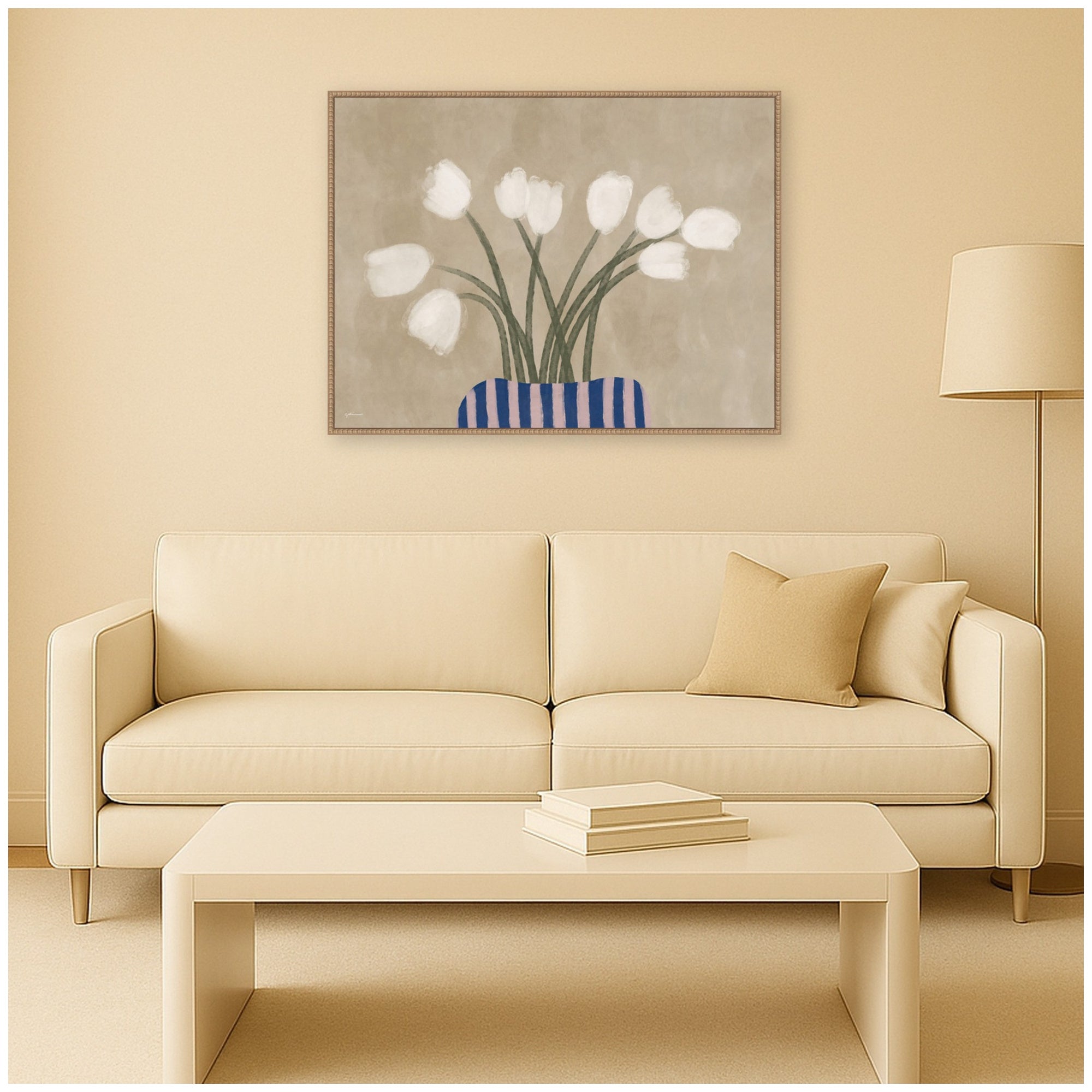 Framed Canvas 42x32 Sylvie Beaded Rustic Natural 7