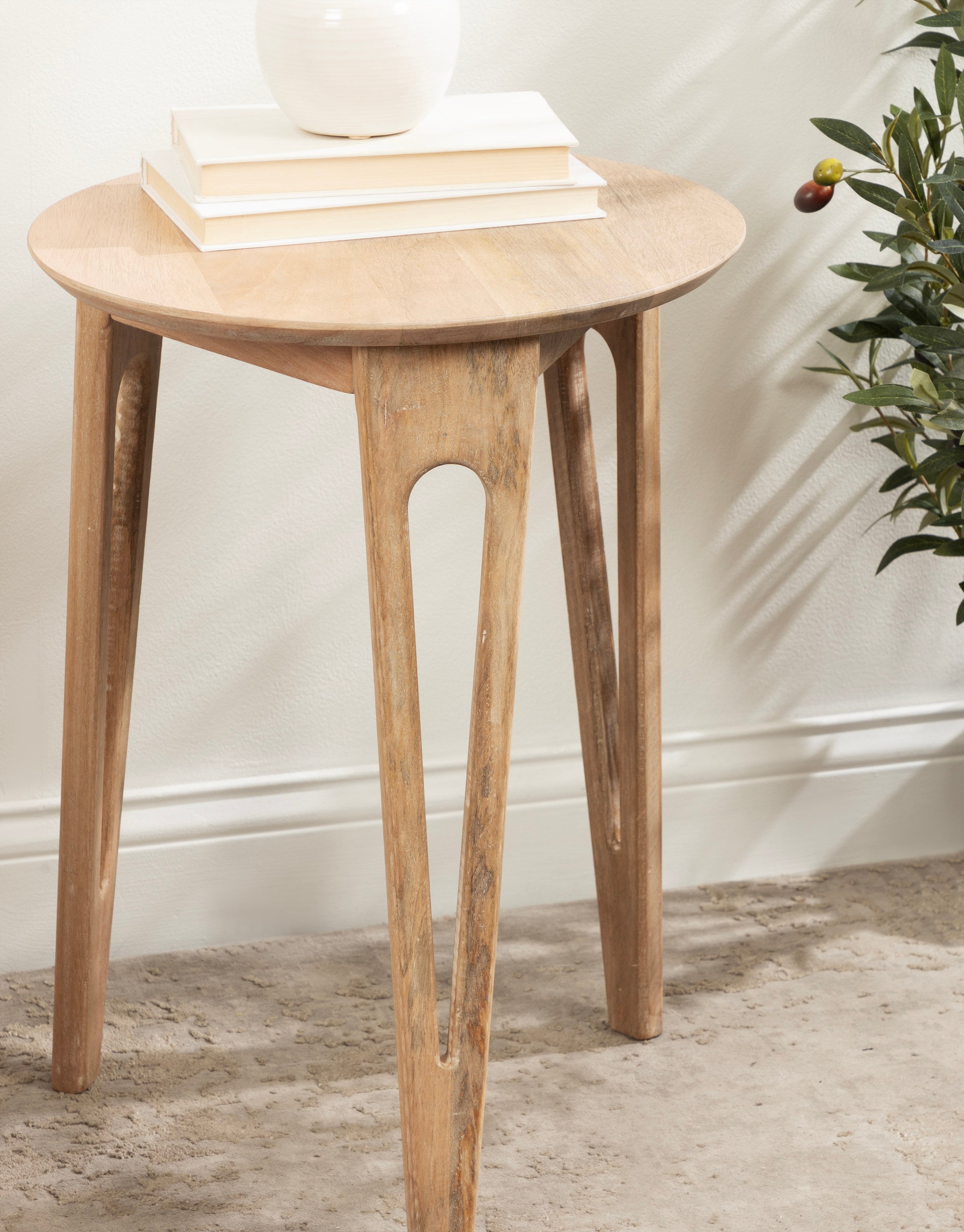 Side Table Natural Beige 16x16x22 7