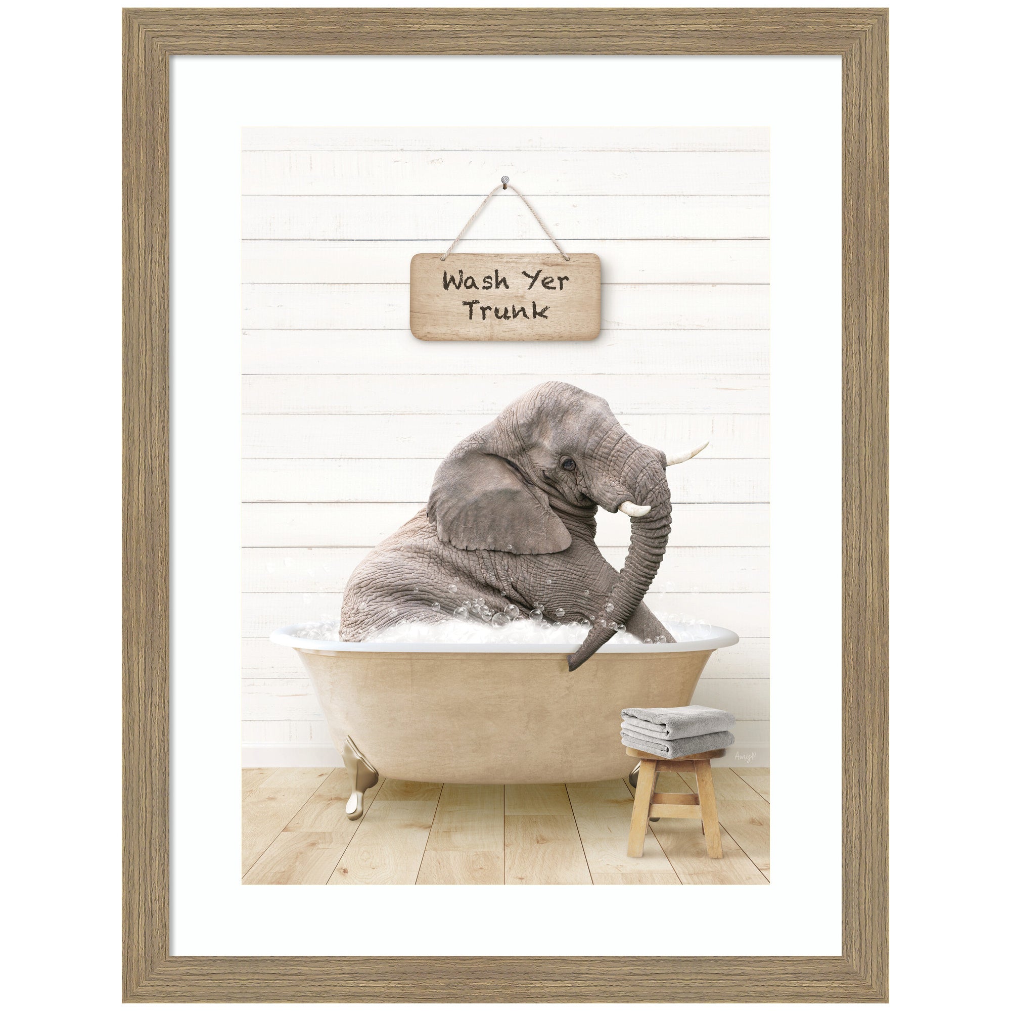 Framed Art Woodgrain Stripe Mocha 20x26 1
