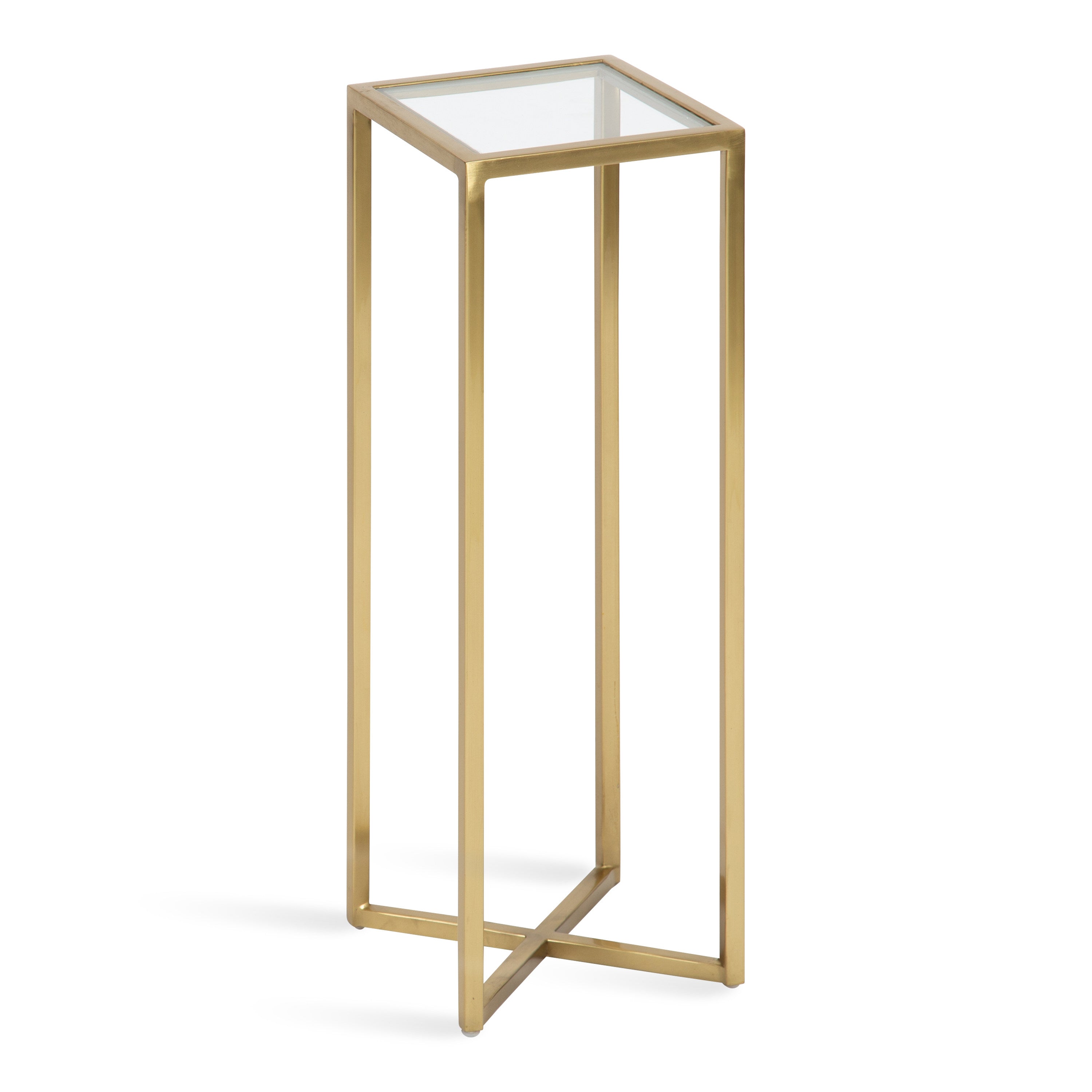 Side Table Clear Gold 7x7x21 1