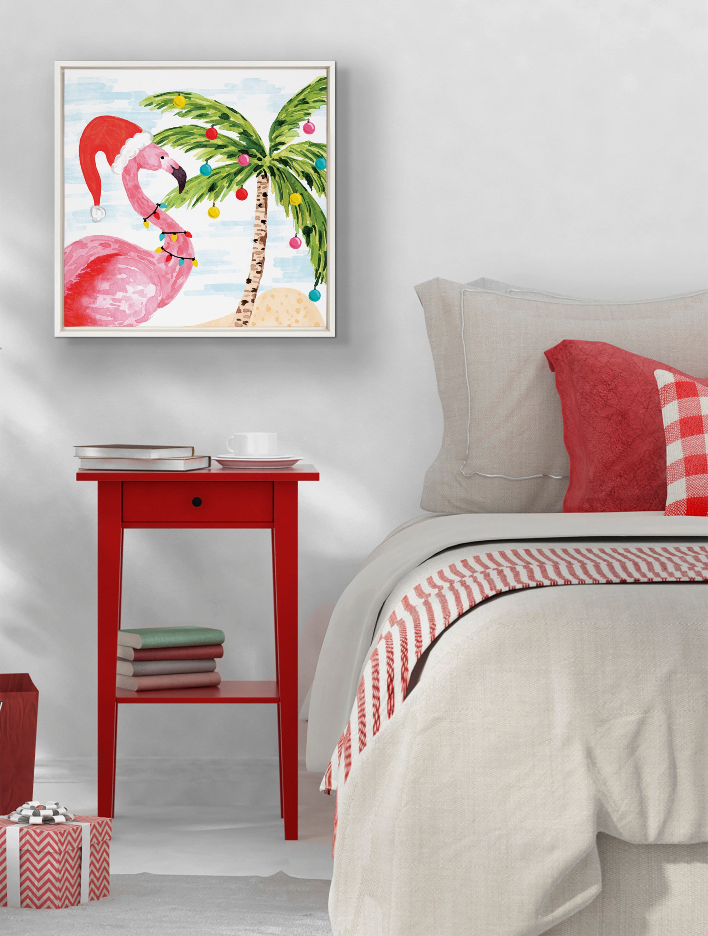 Sylvie Holiday Flamingo Framed Canvas by Sara Berrenson