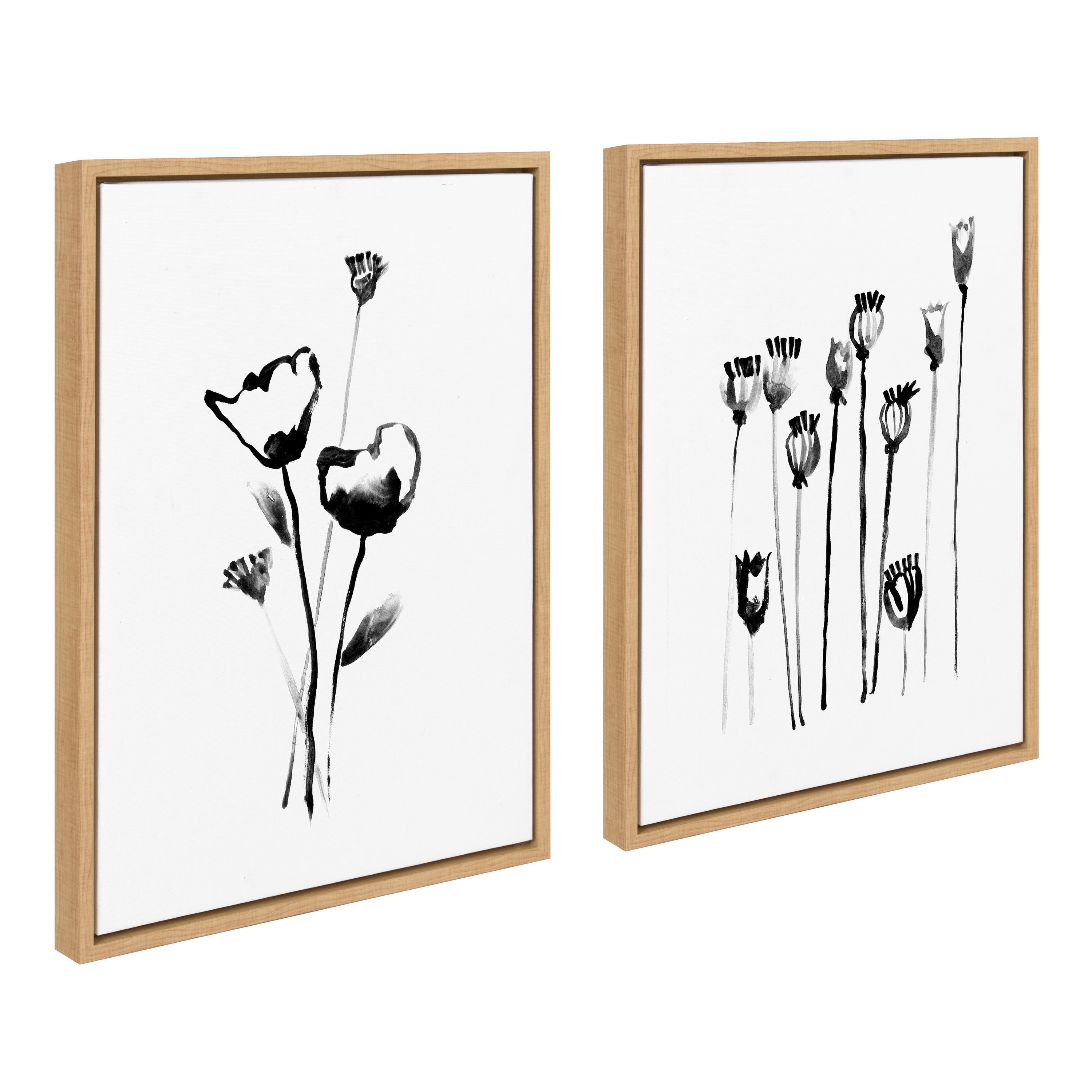 Sylvie Wildflowers and Seed Pods Framed Canvas Set by Teju Reval of SnazzyHues