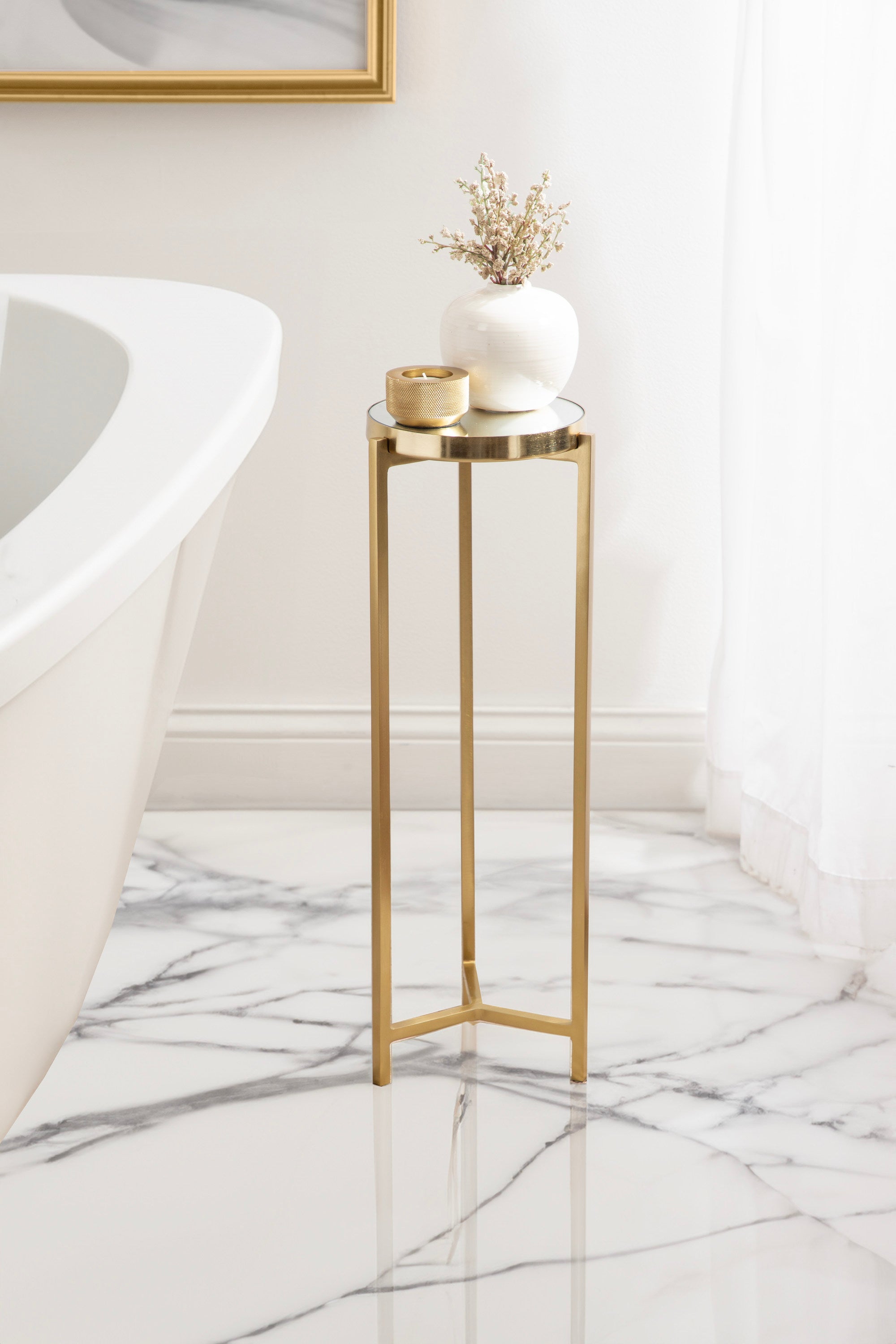 Drink Table Mirror Gold 9x9x23 6