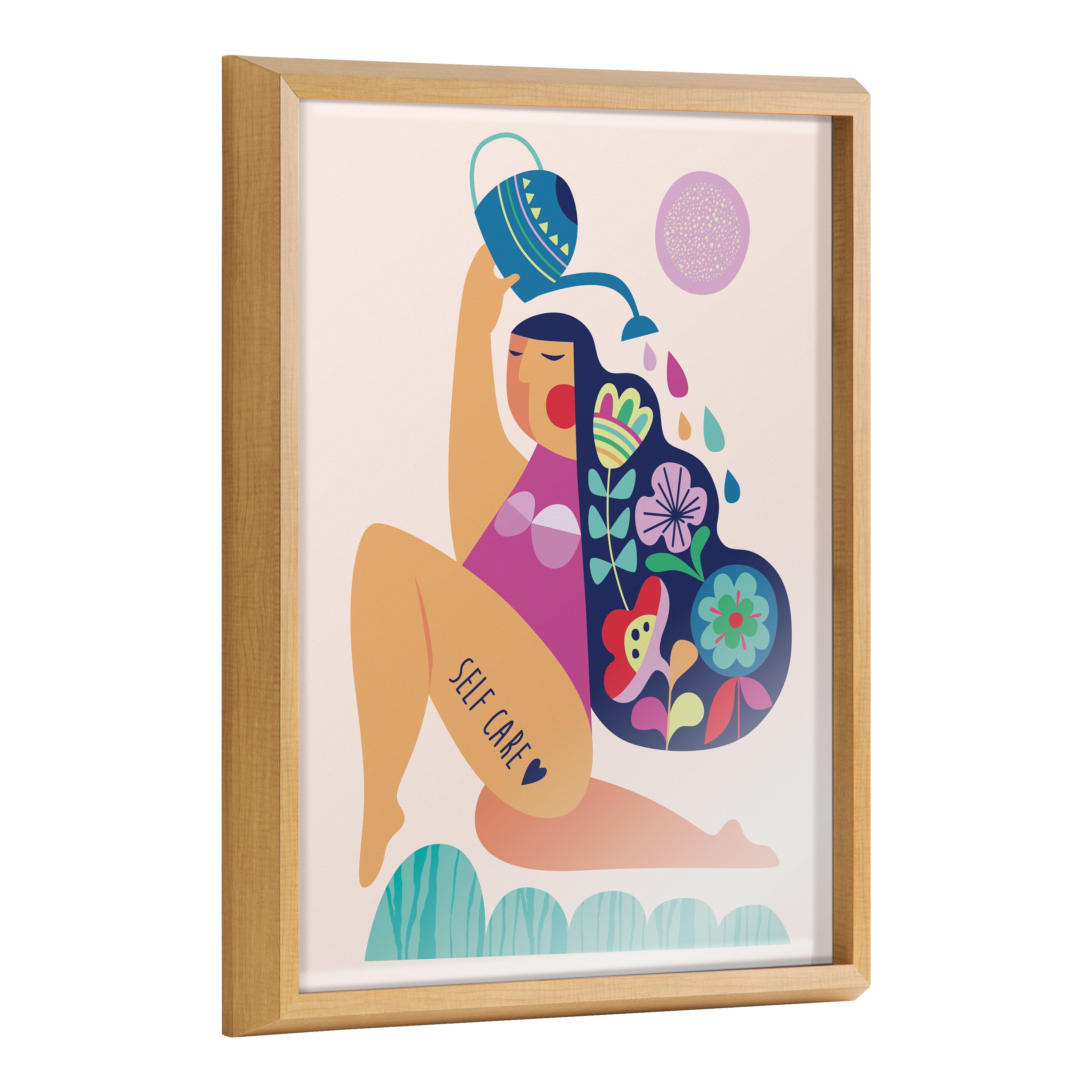 Blake Mid Century Modern Self Care Framed Printed Glass by Rachel Lee of My Dream Wall