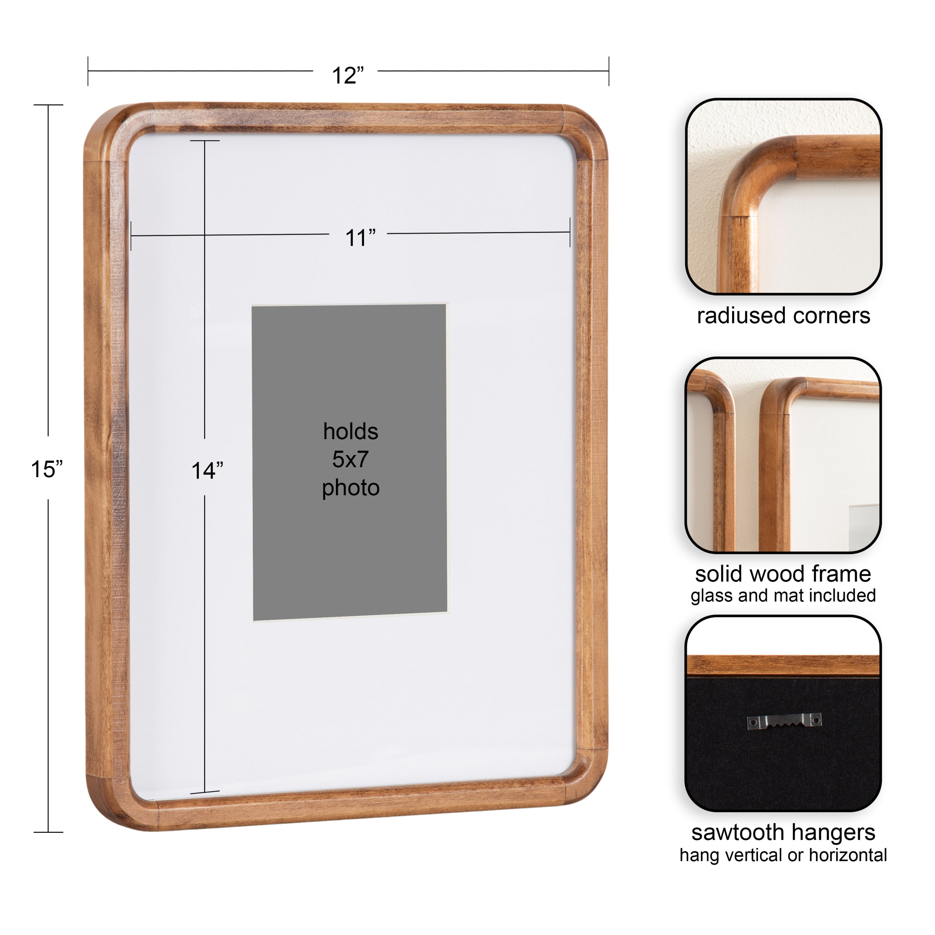 Wall Frame 11x14 matted to 5x7 Walnut Brown 2
