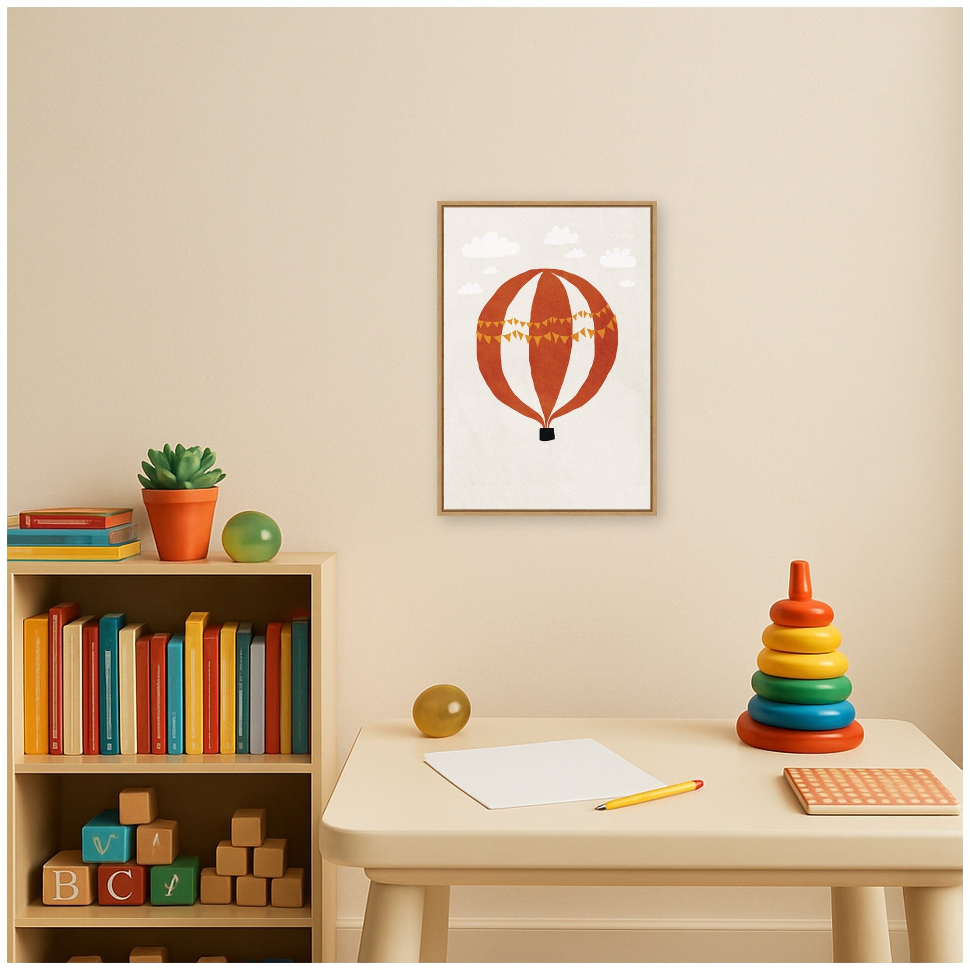 Hot Air Balloon II by July Art Prints Framed Canvas Wall Art Print