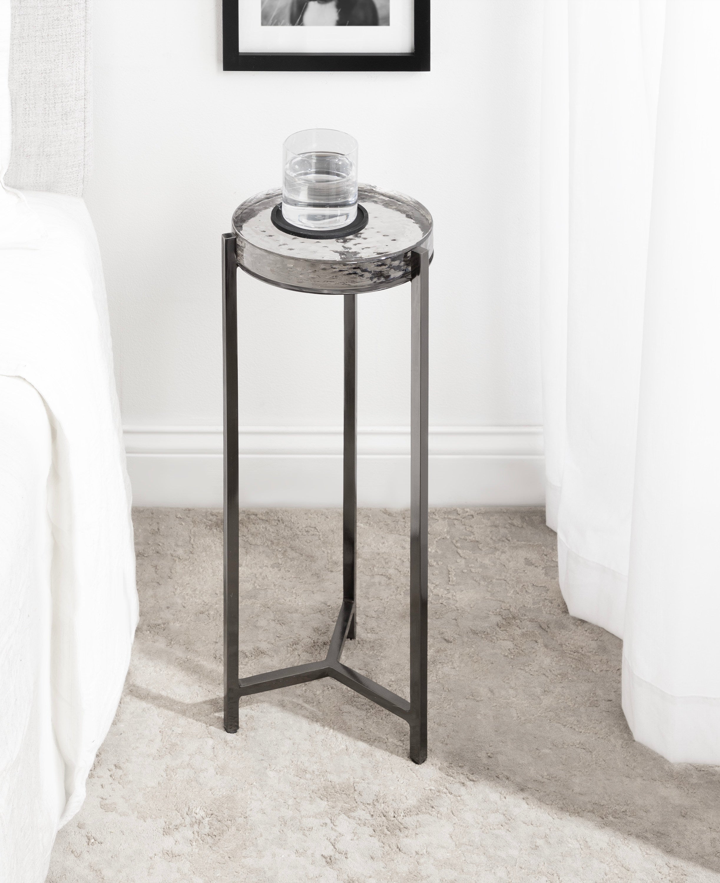 Drink Table Clear Pewter 9x9x23 6