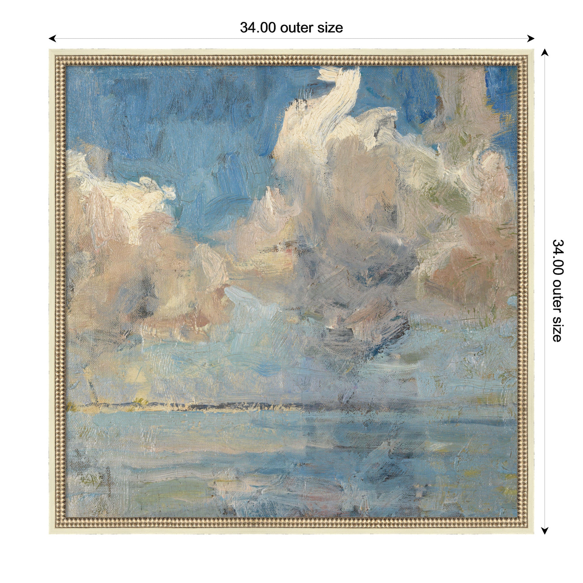 Mounted Canvas 34x34 Castellan Distressed White 2