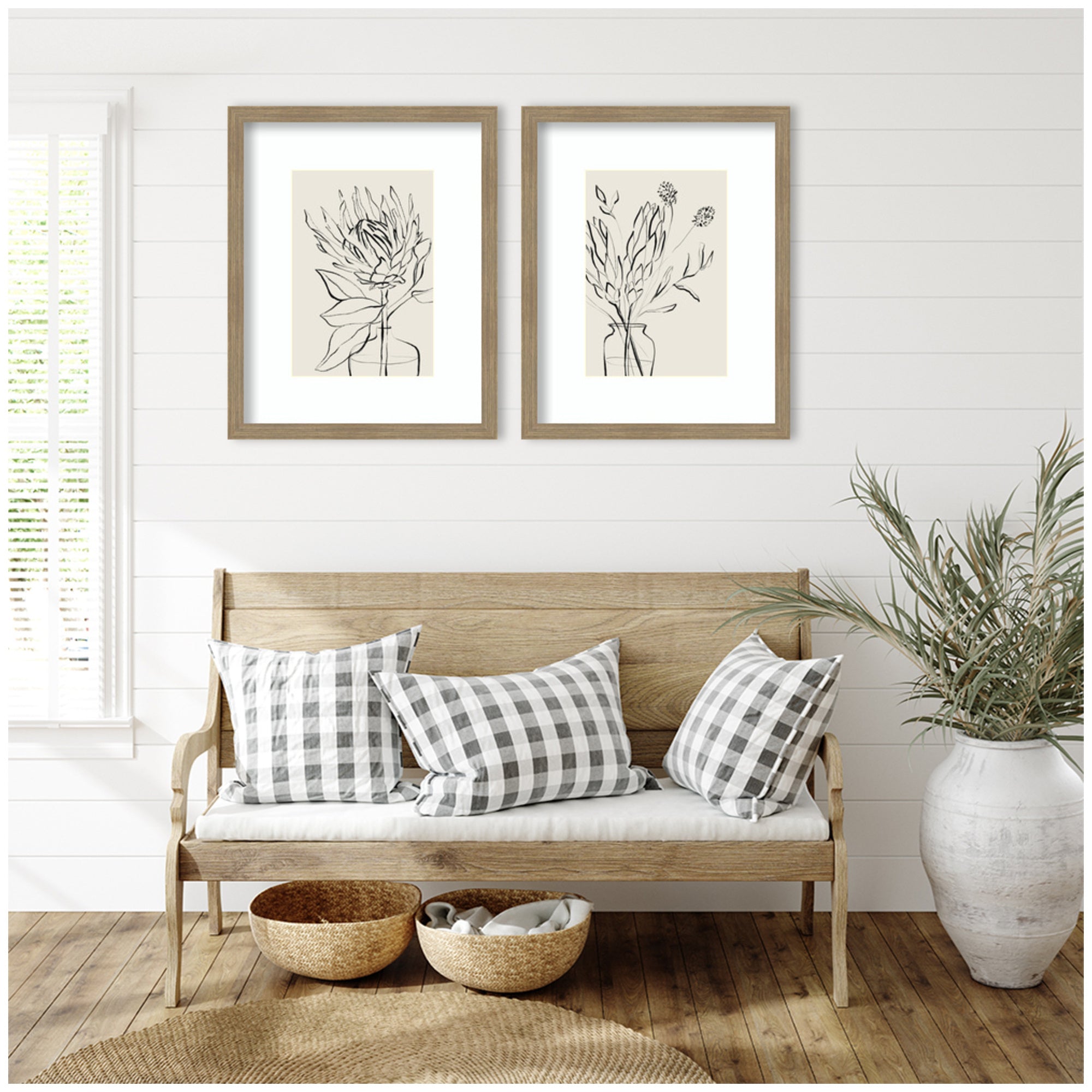 SB Protea Sketch No. 1 & No. 2 2 Piece Framed Wall Art Print Set by Sara Berrenson