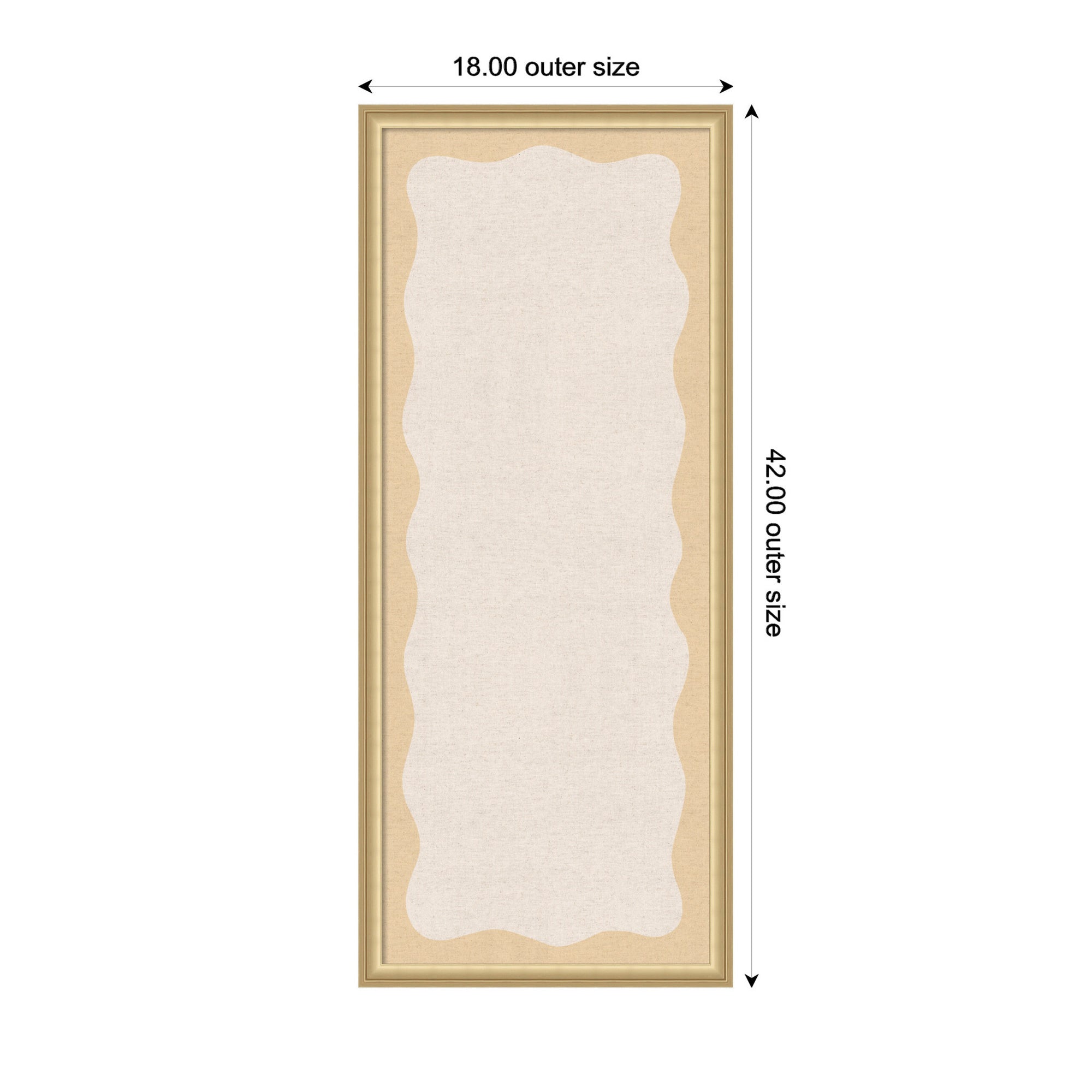 Framed Fabric Pinboard Wavy Neutral Linen and Yellow Wall Organization