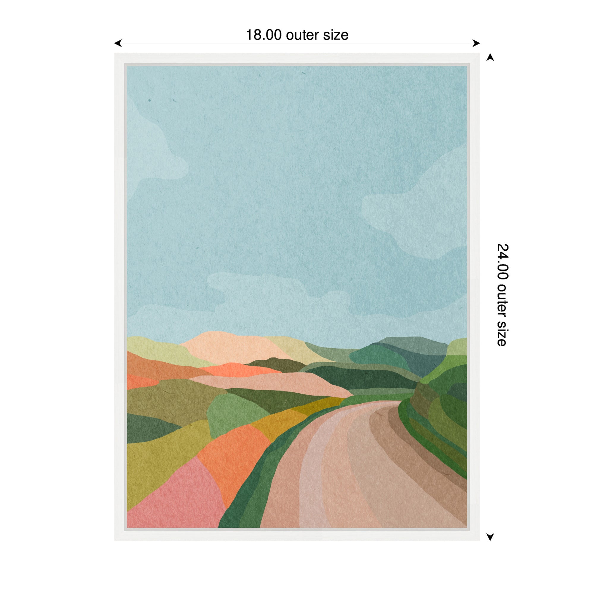 Sylvie Beautiful Landscape with Road Framed Canvas by July Art Prints