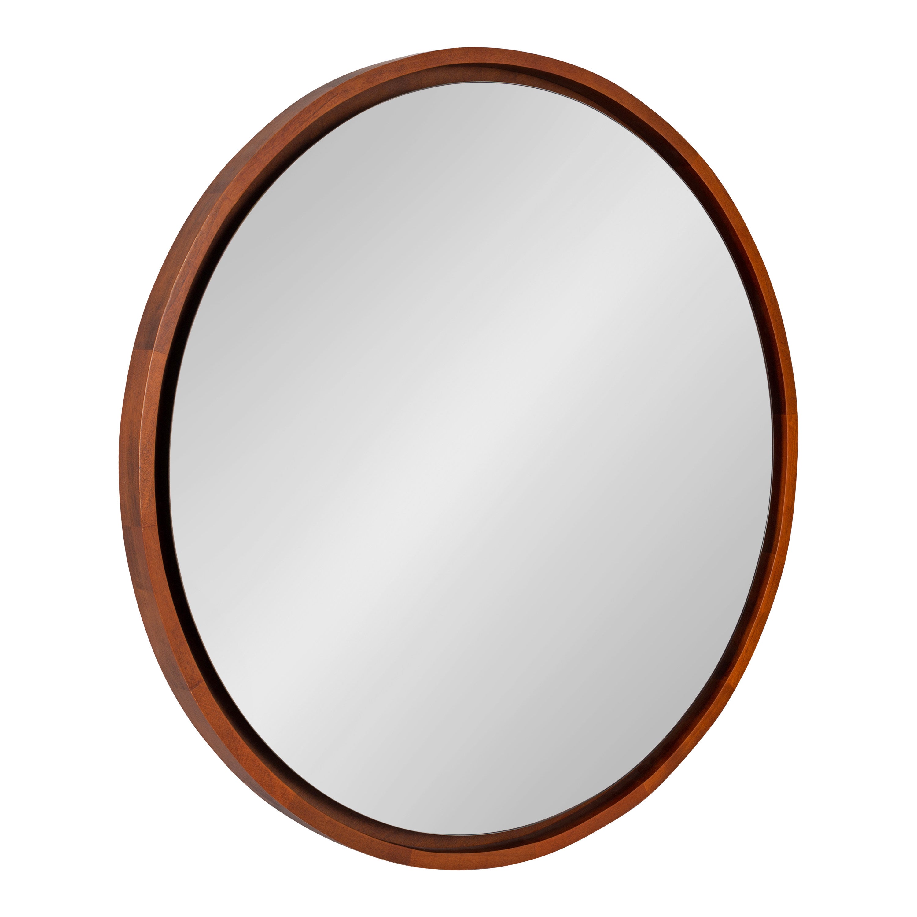 Round Mirror Walnut Brown 30" Diameter 1